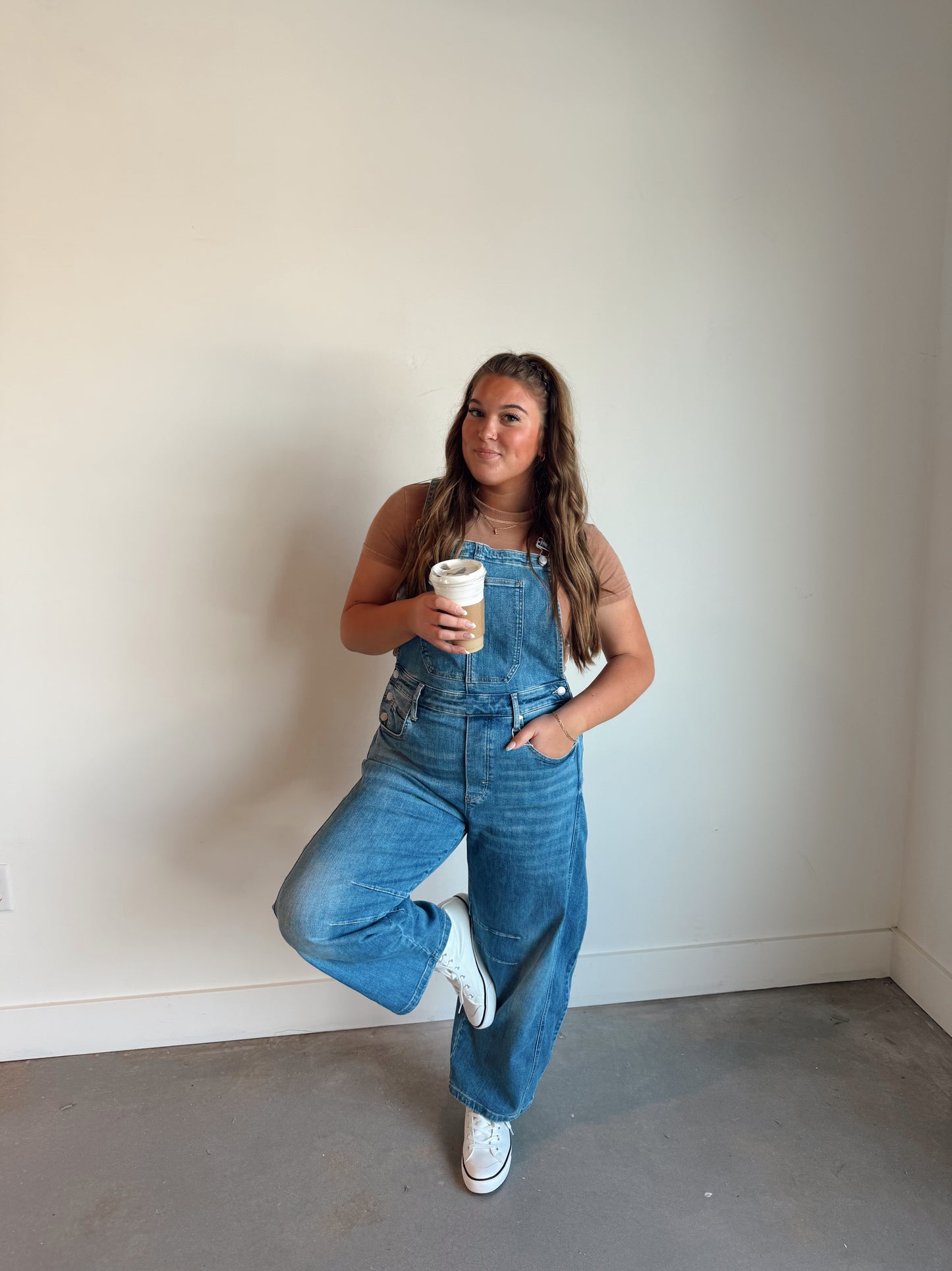 Denim Barrel Overalls