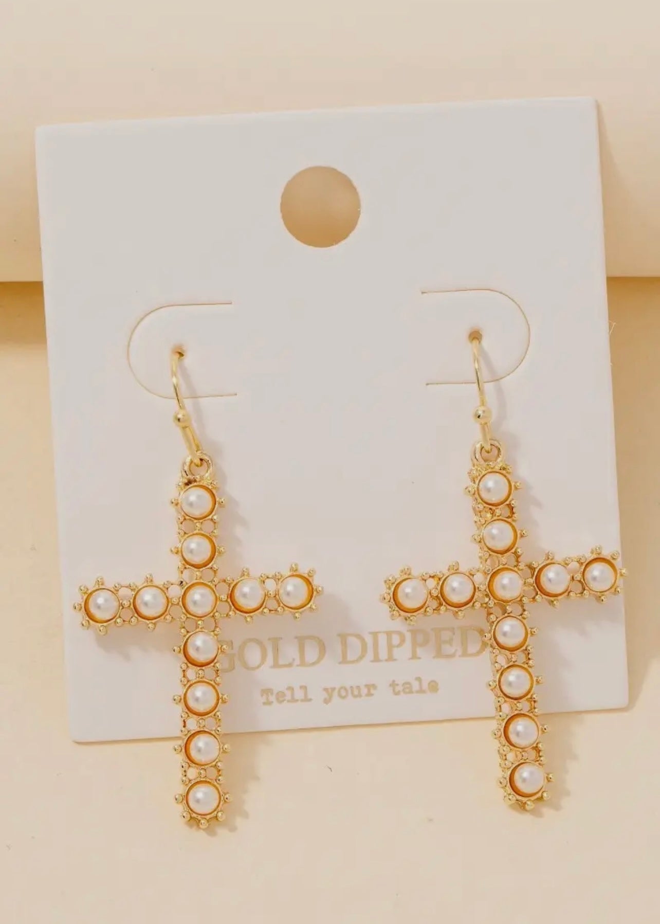 Pearl Cross Earrings