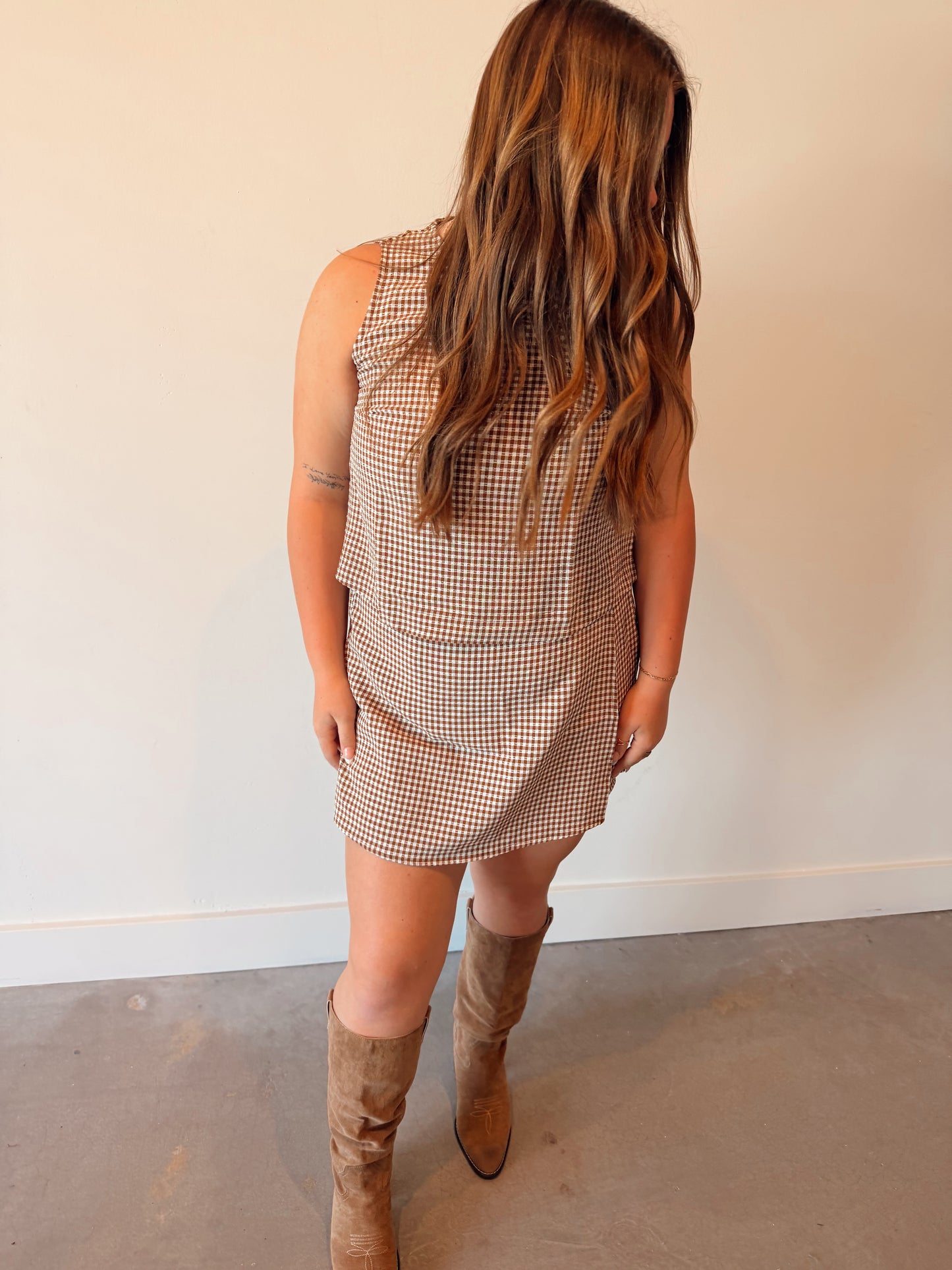 Brown Gingham Top