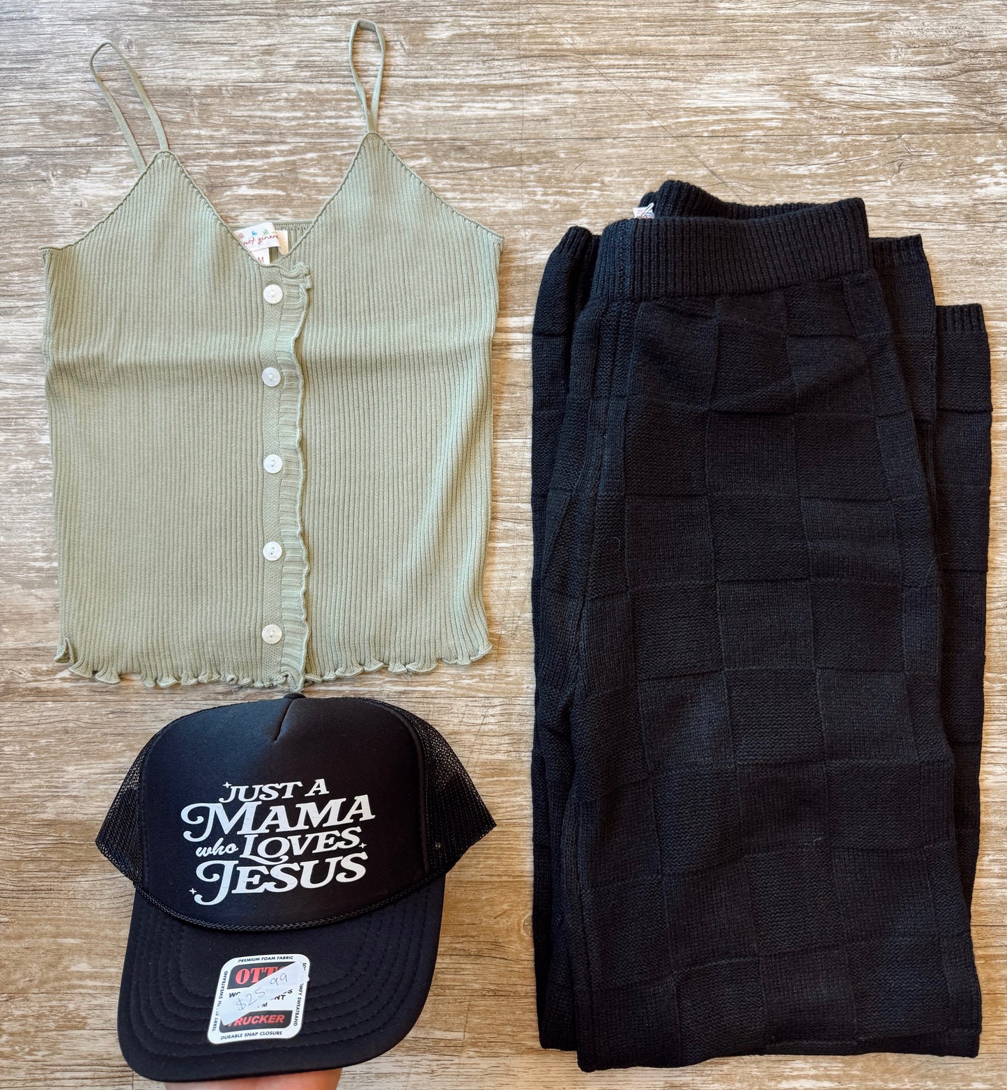 Checkered Knit Pants