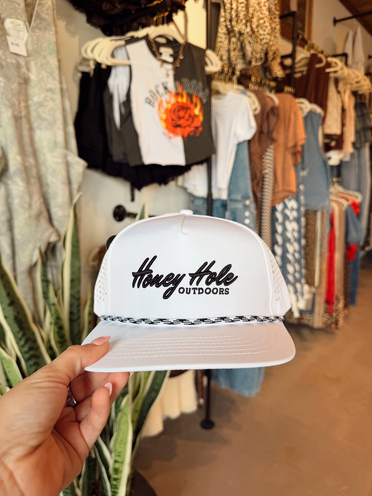 White with Black Detail Honey Hole Hat
