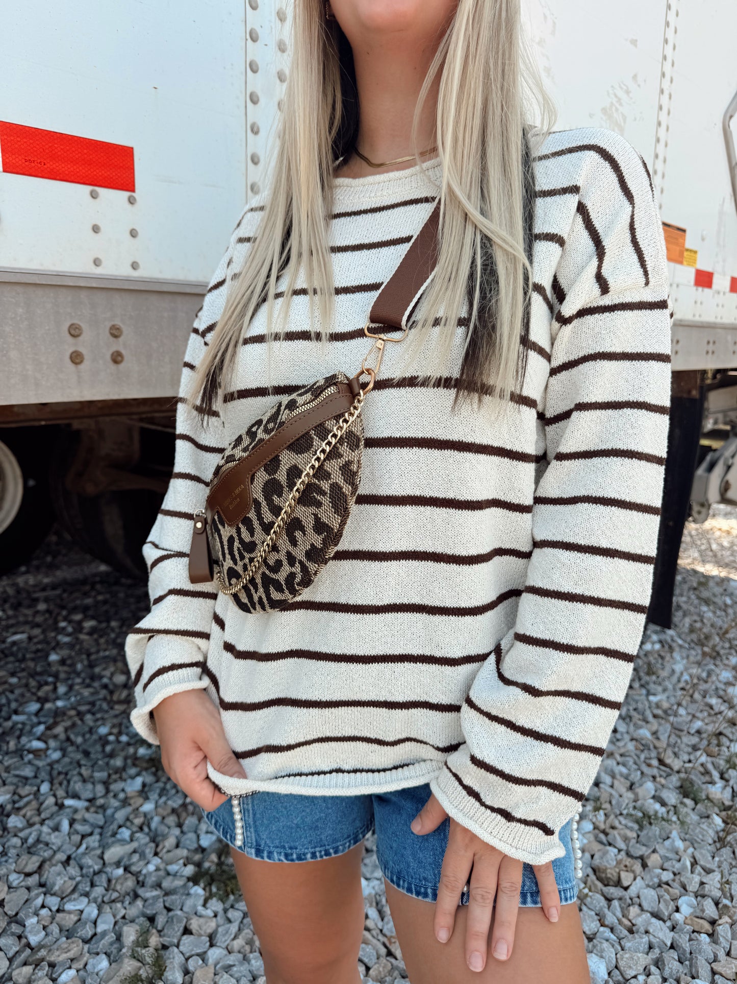 Stripe Raw Hem Sweater