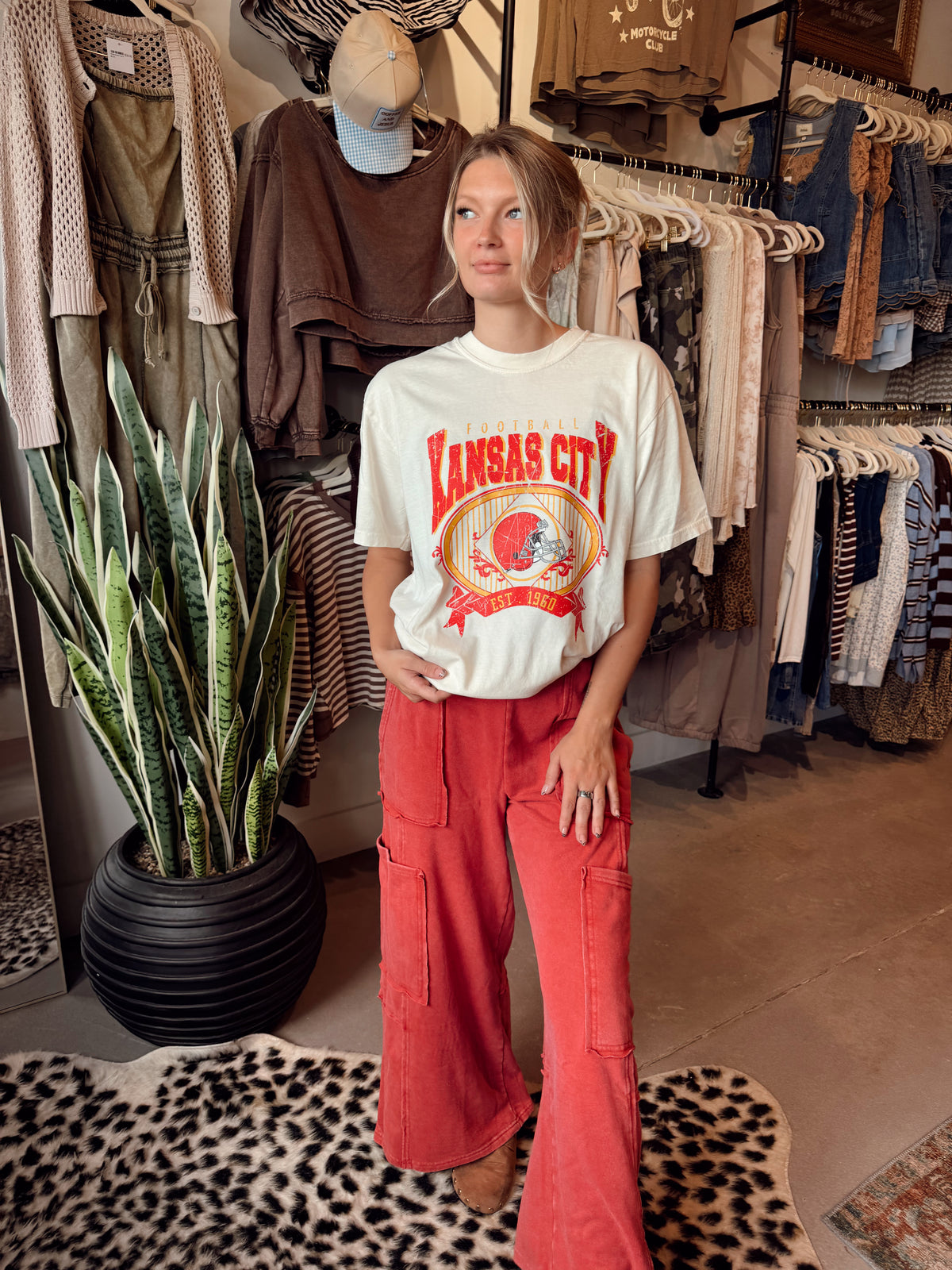 Red Wide Leg Cargo Pant