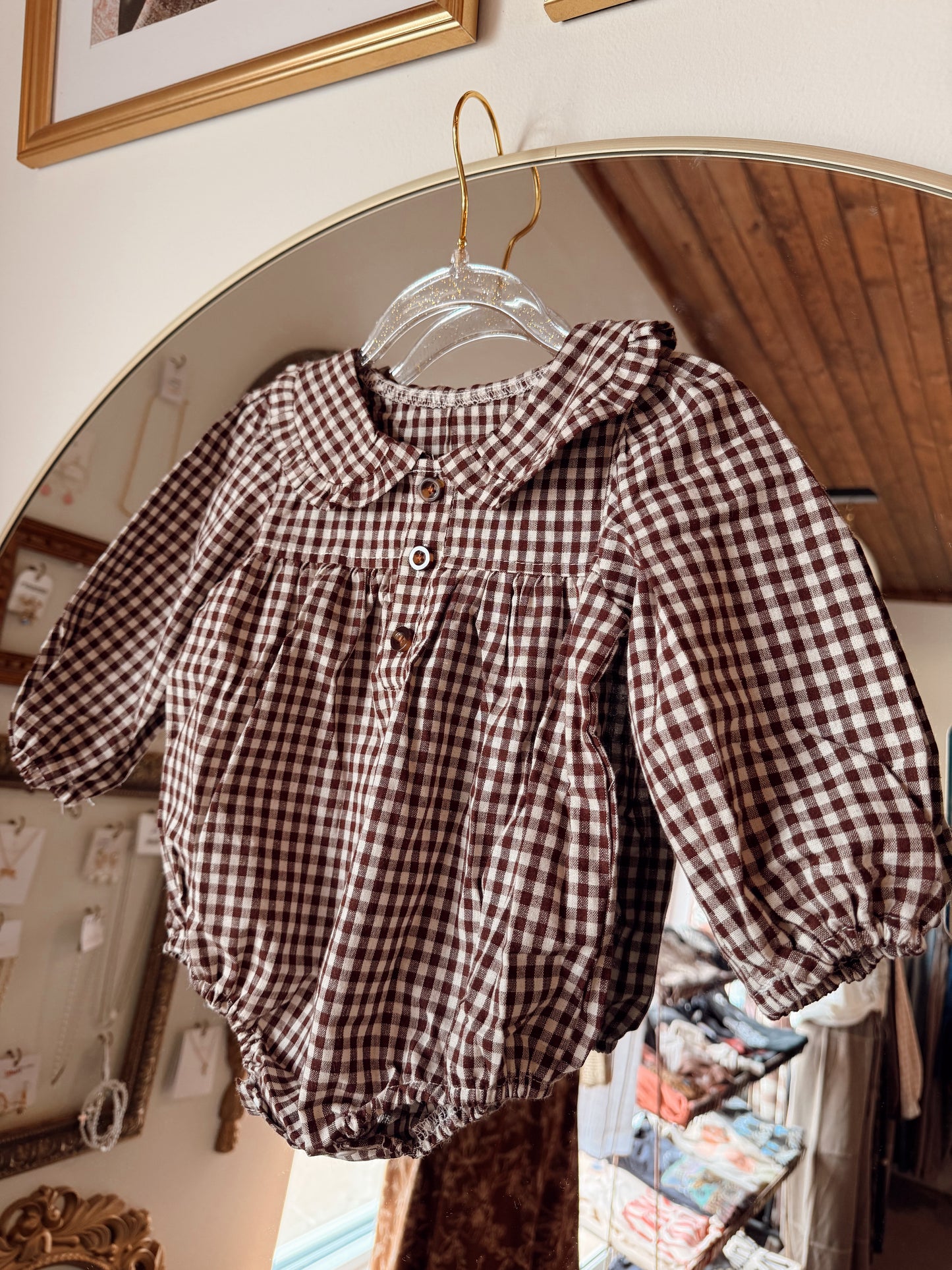 Dark Gingham Onesie