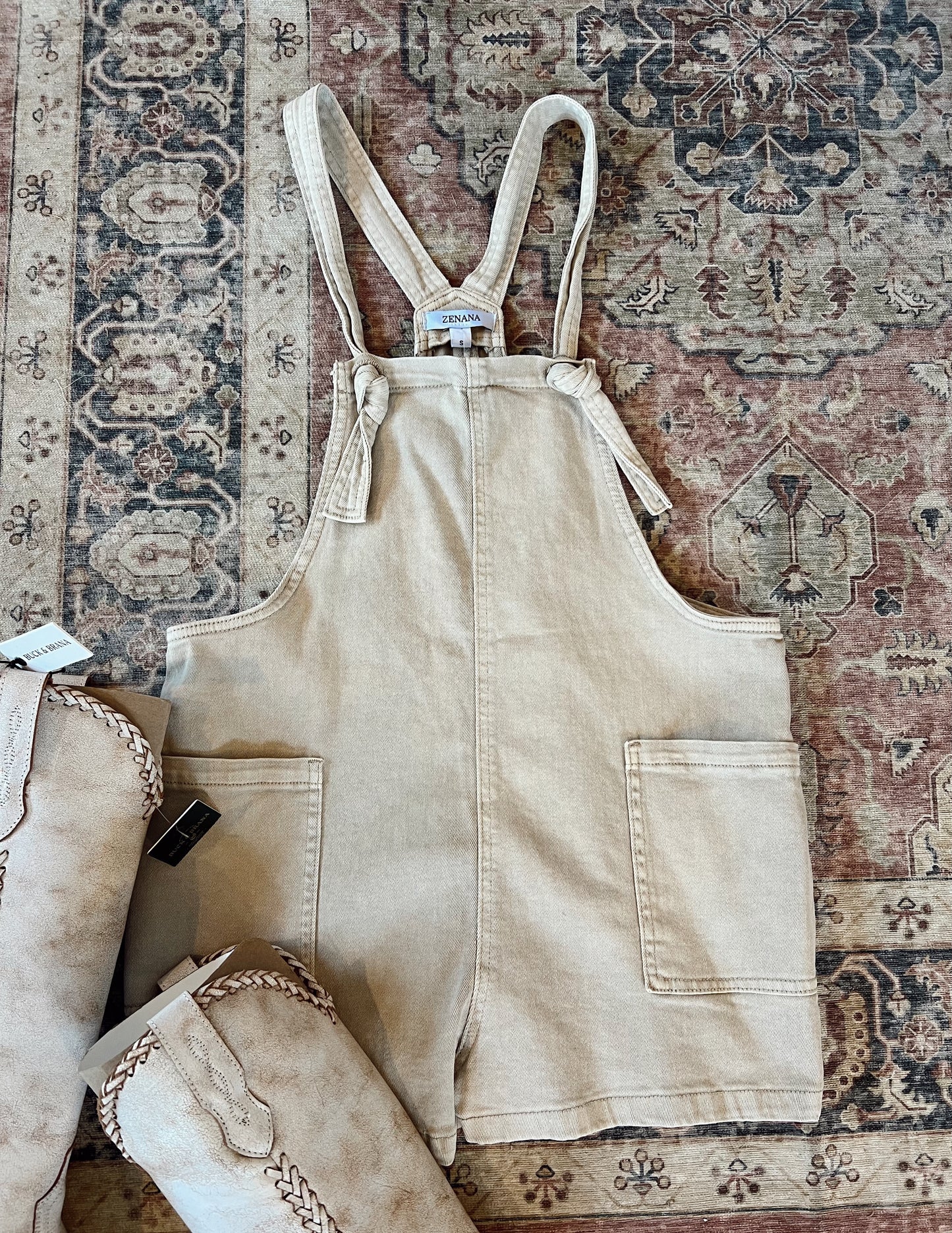 Tan Denim Shortalls