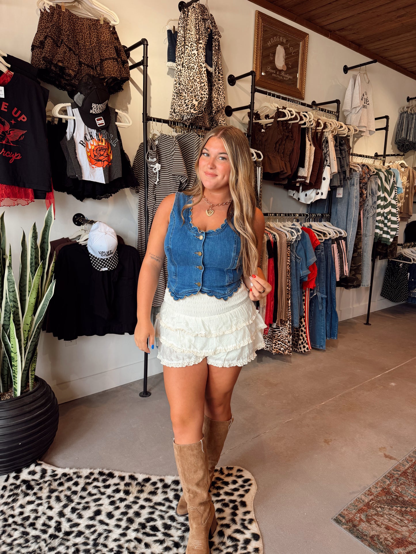 Denim Scallop Vest