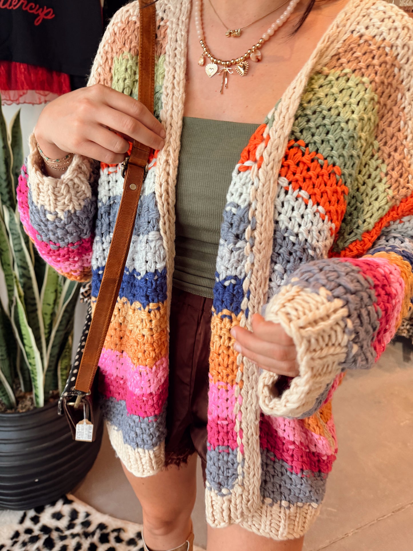 Colorful Chunky Knit Cardigan