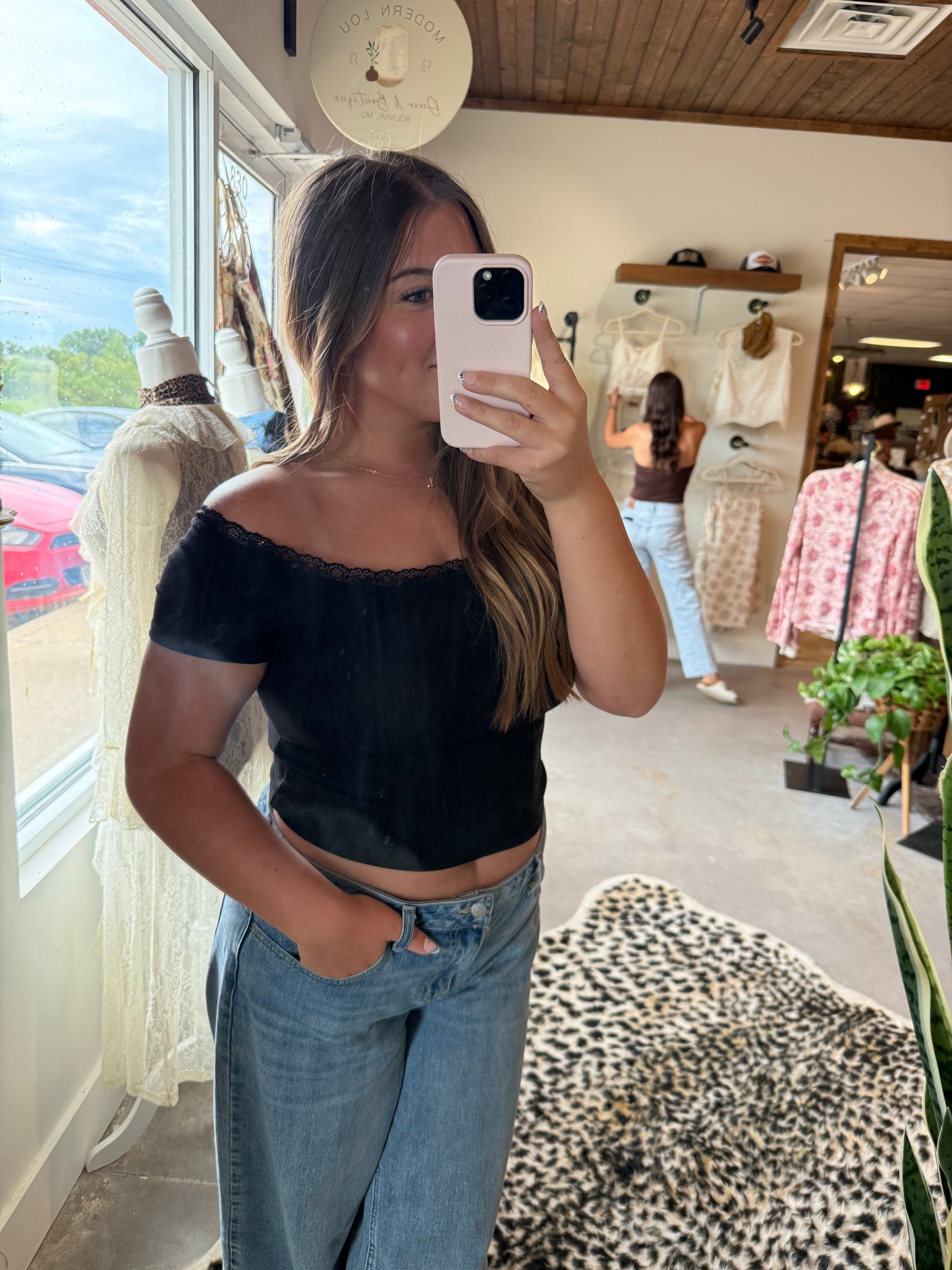 Olivia Boat Neck Lace Top