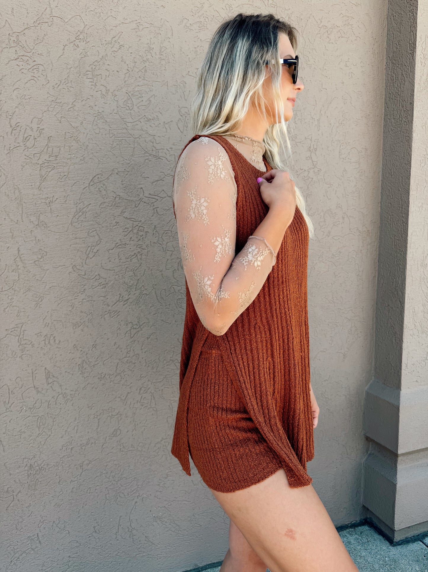Bebe Knit Slit Set (Rust)