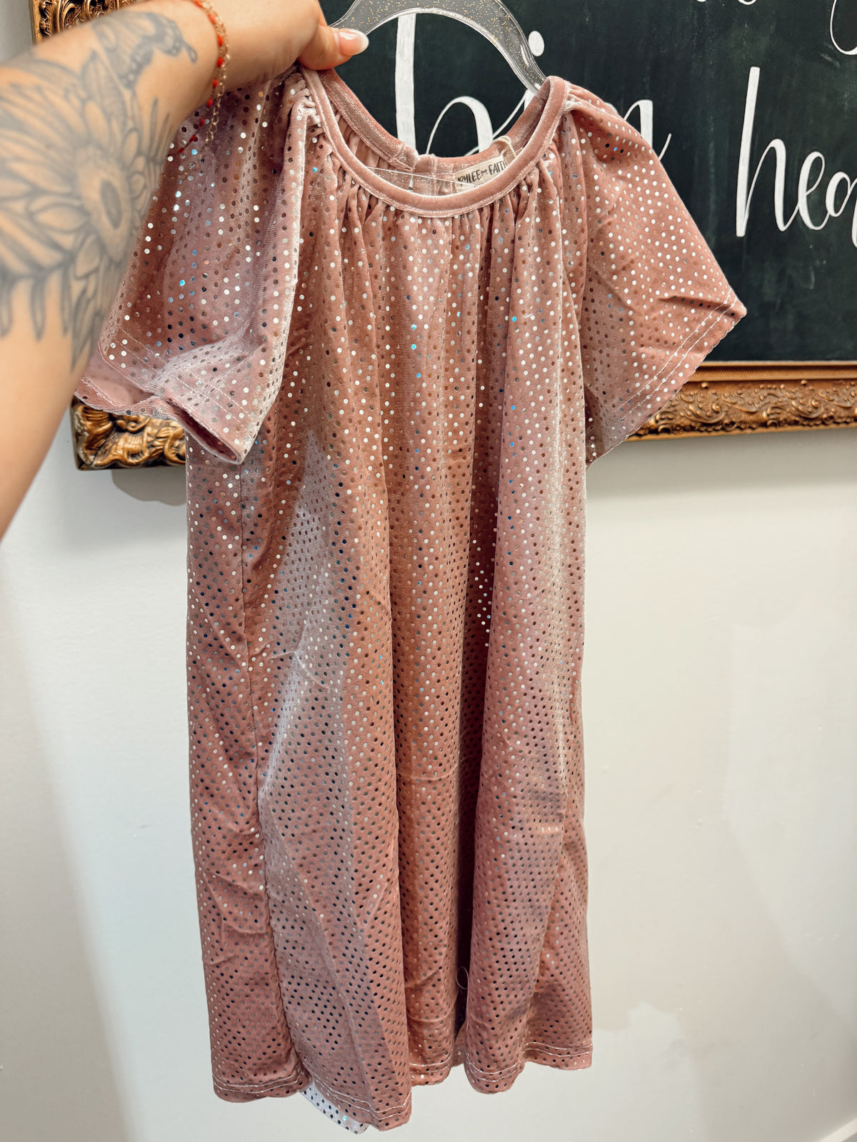 Pink Velvet Sparkle Holiday Dress