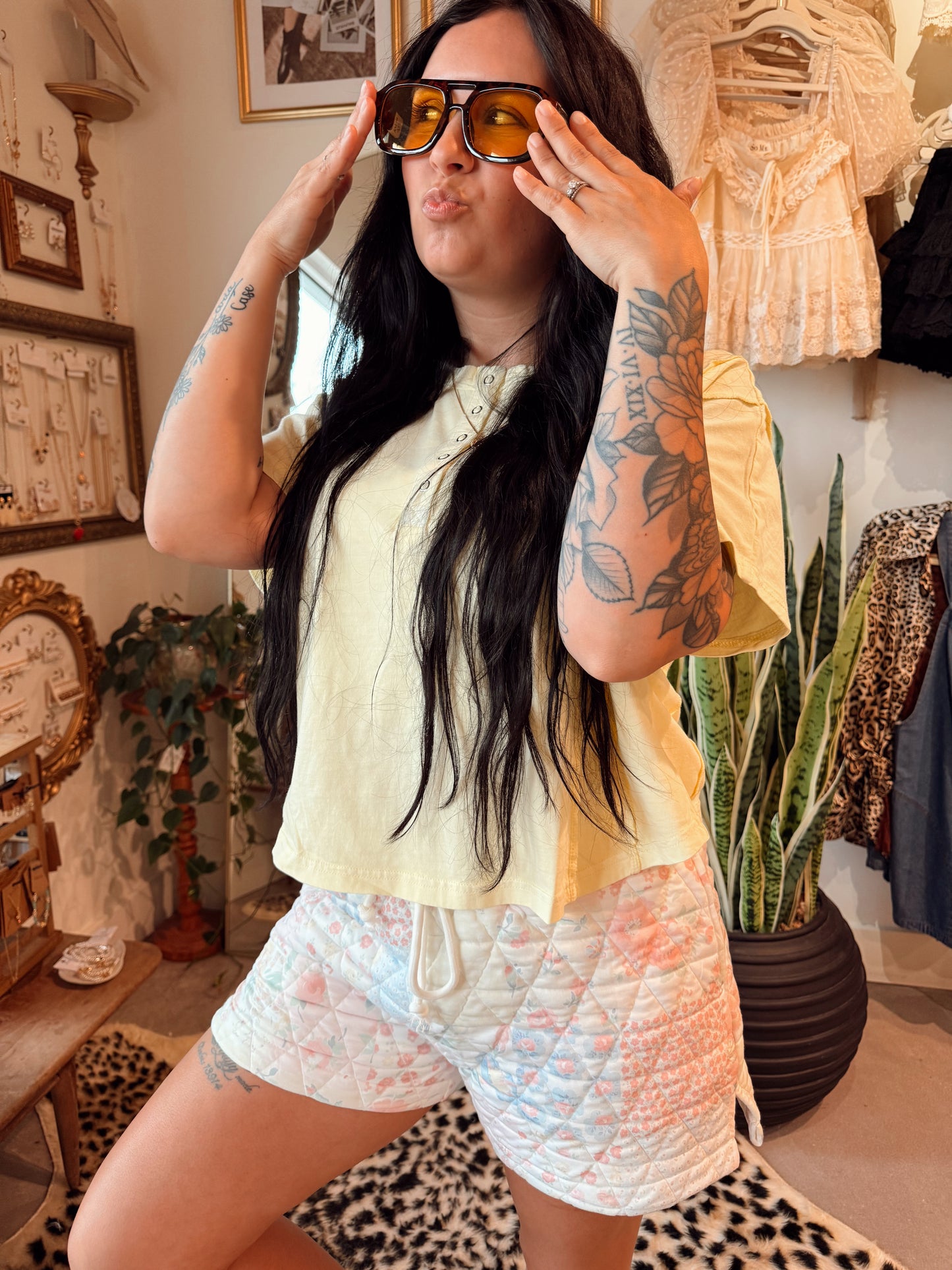 Light Yellow Button Top