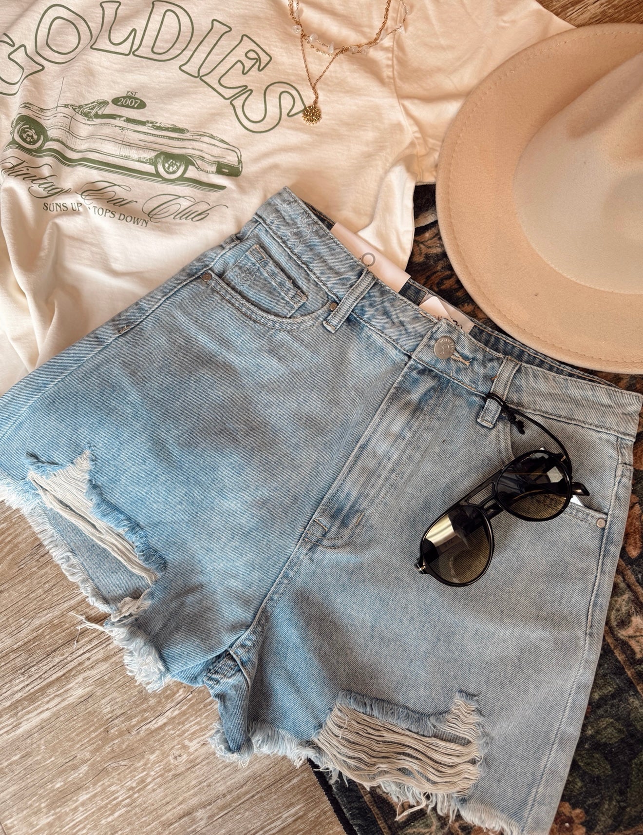 Light Wash High Rise Shorts