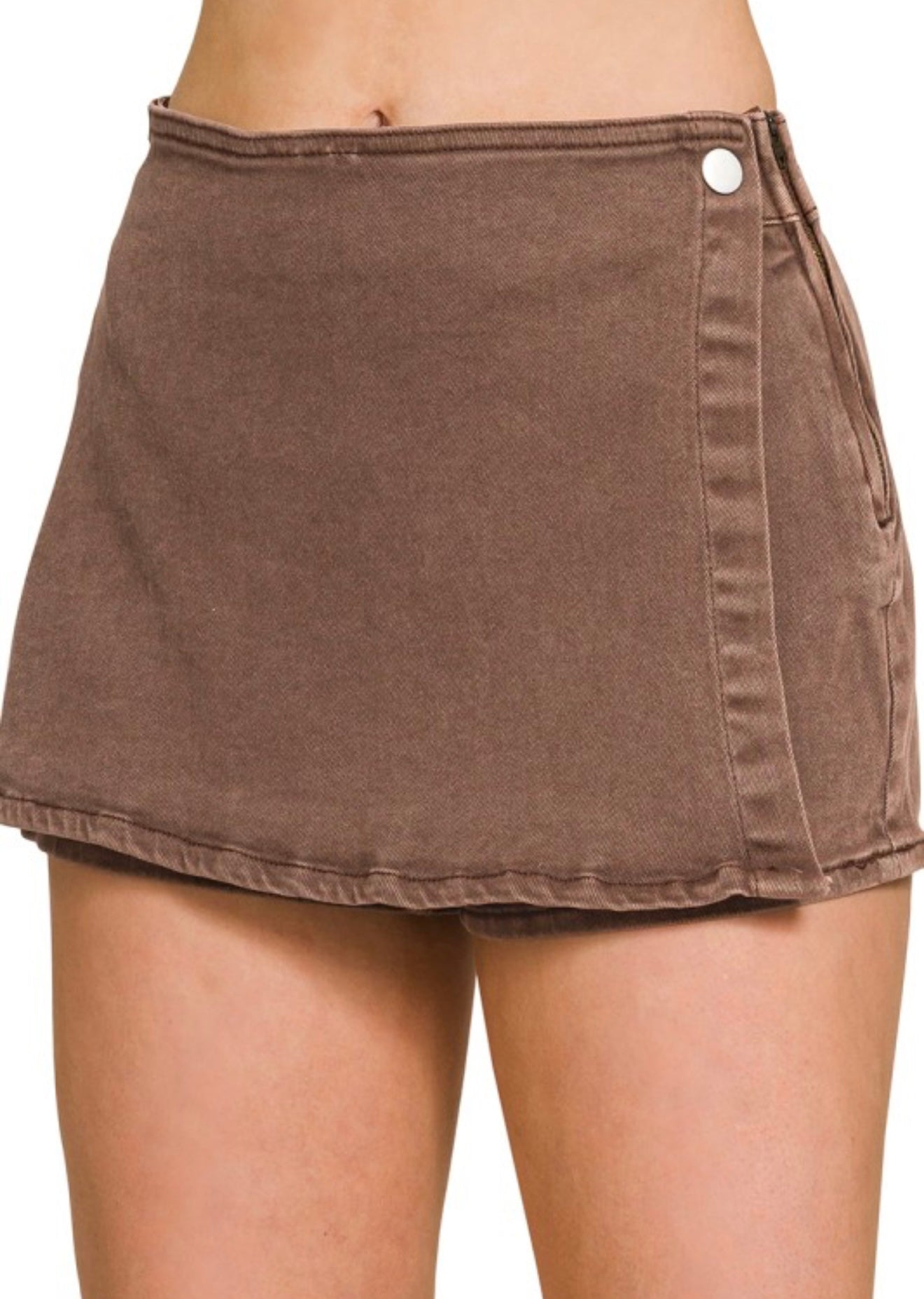 Brown Denim Skort