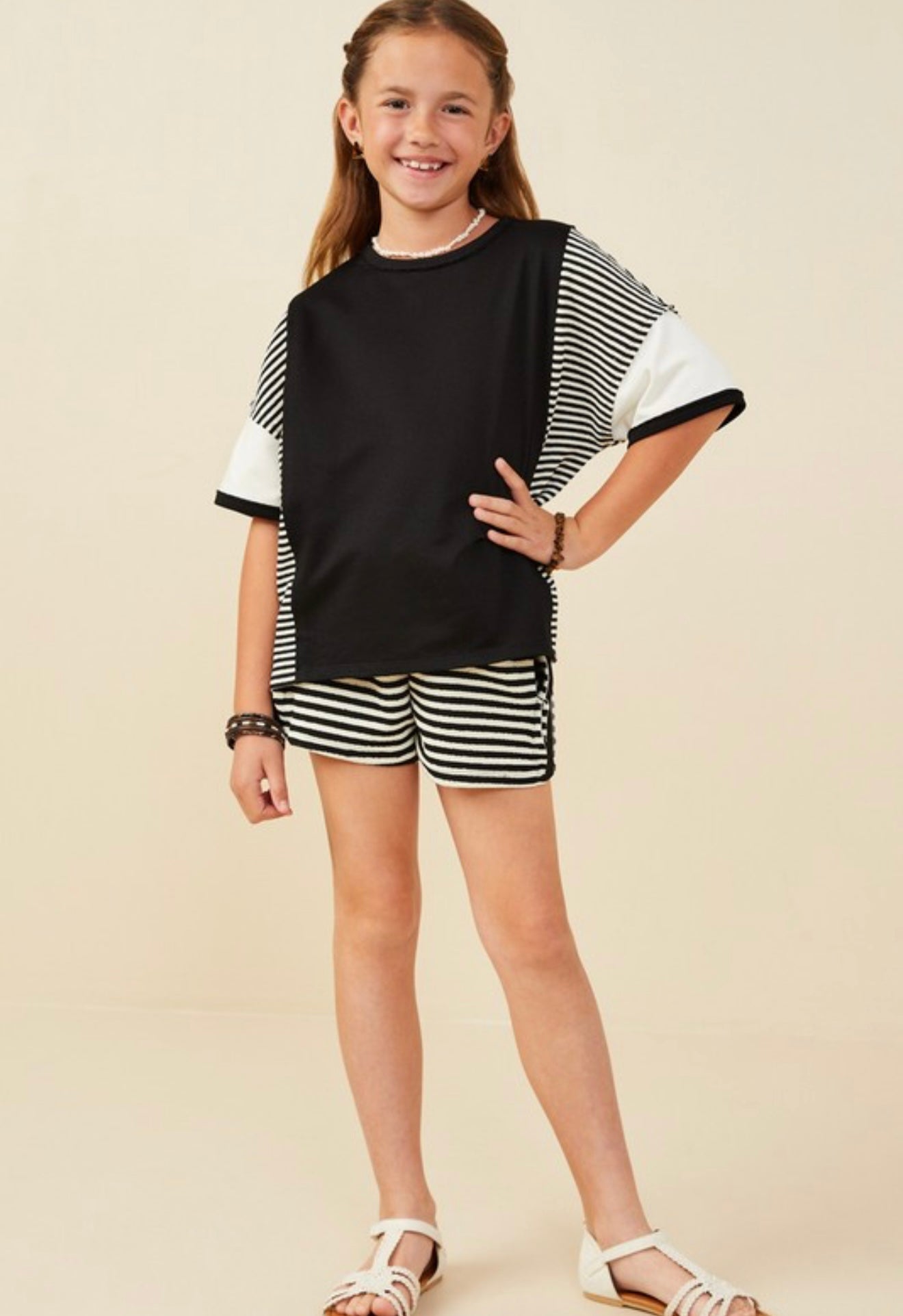 Aurora Youth Stripe Top (Black)
