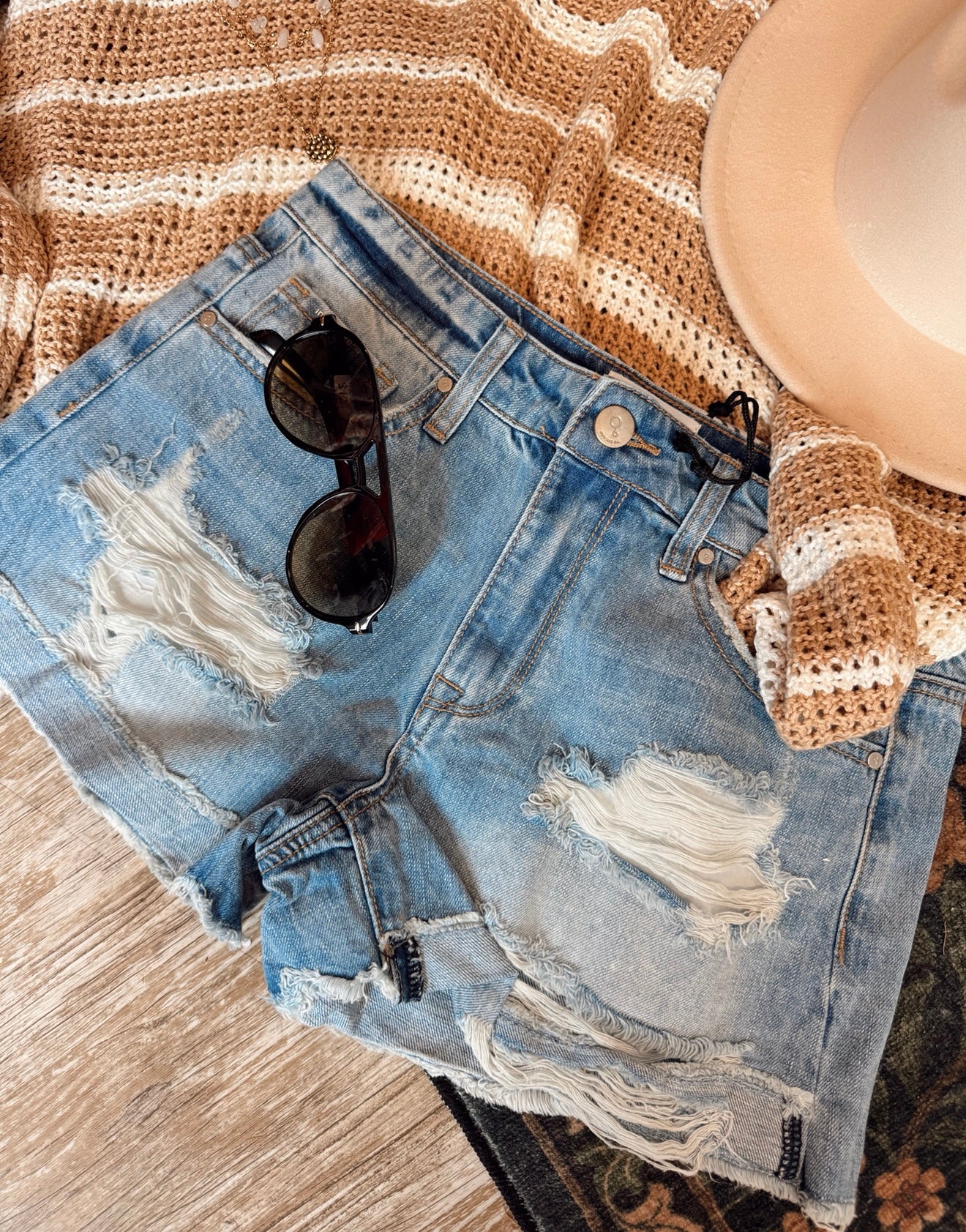 Medium Wash Mid Rise Shorts