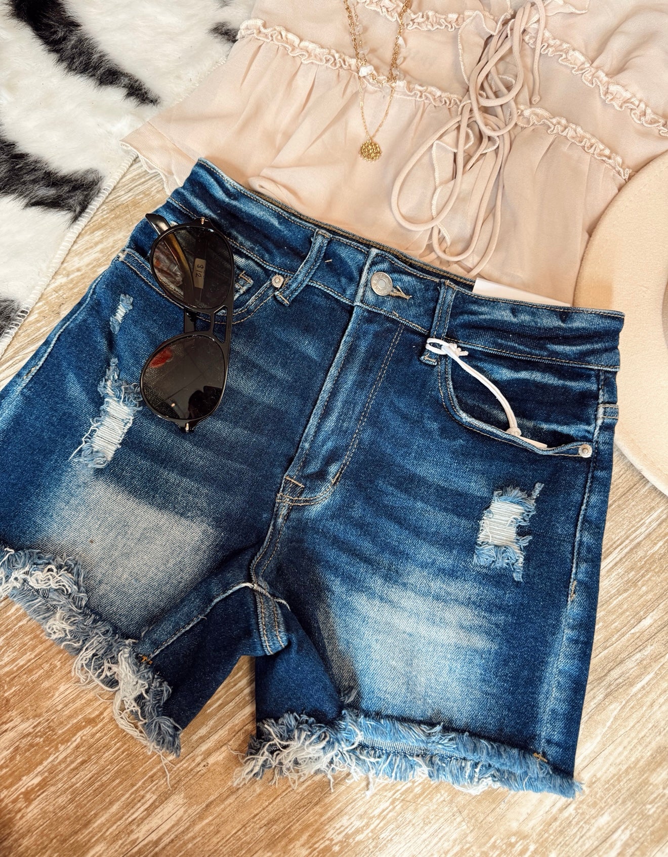 Dark Wash High Rise Shorts
