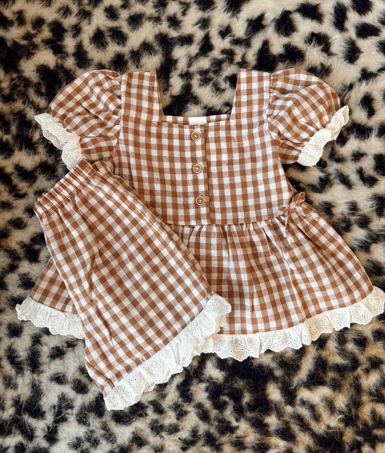 Gingham Eyelet Set
