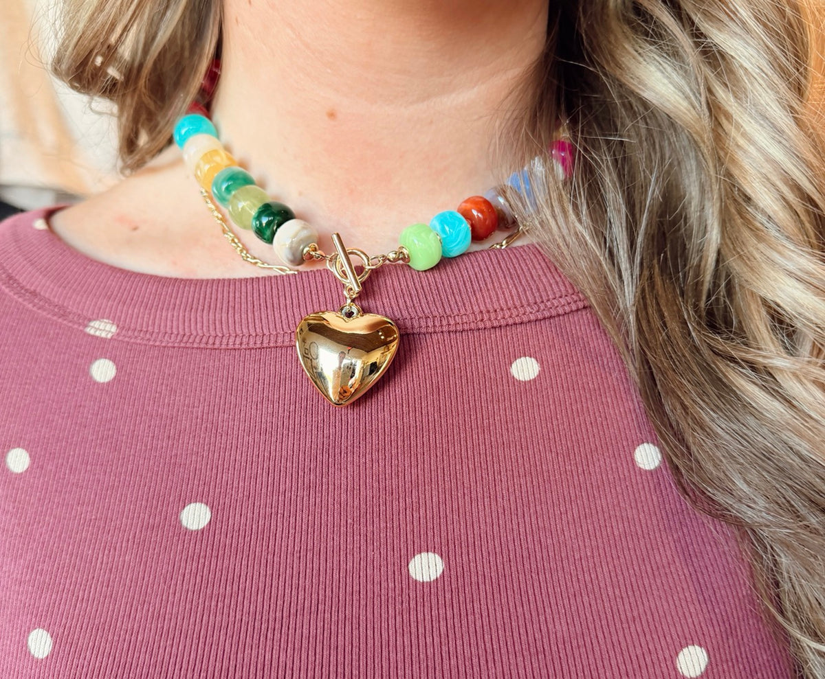 Heart Beaded Charm Necklace