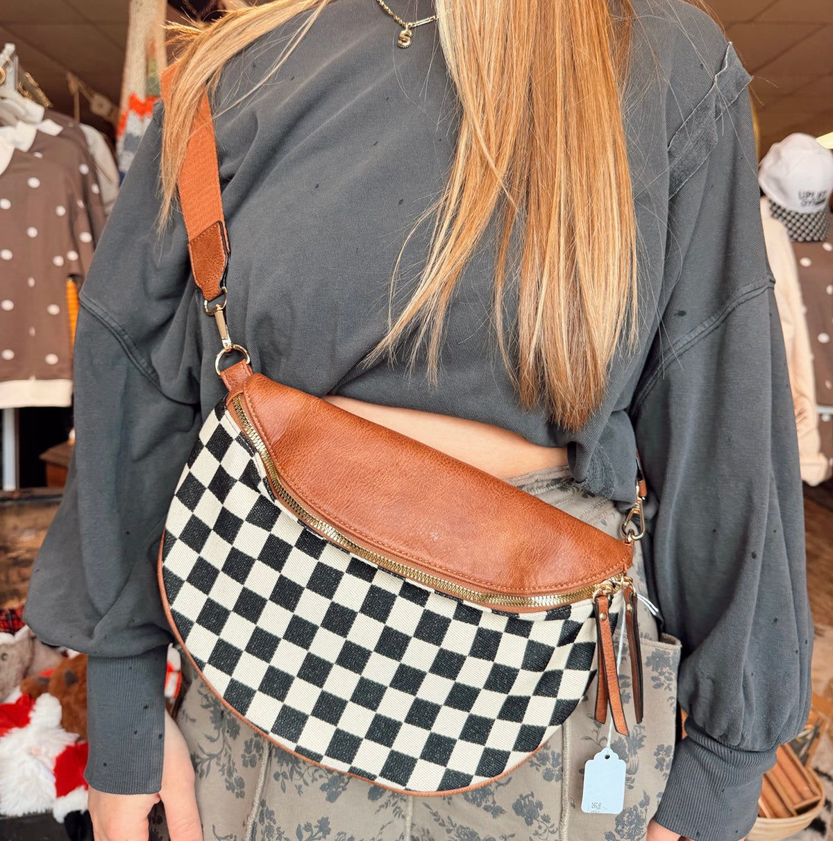Crossbody Checkered Bum Bag