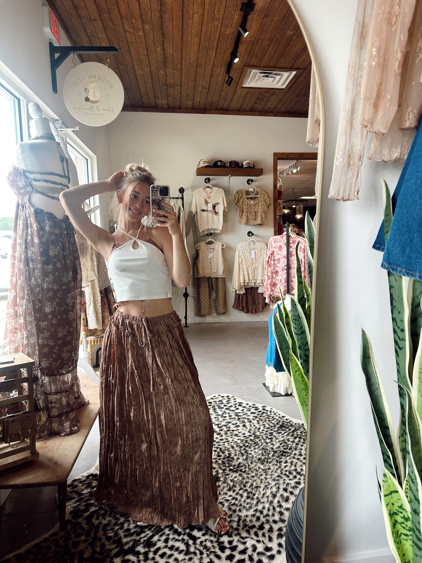 Floral Textured Maxi Skirt