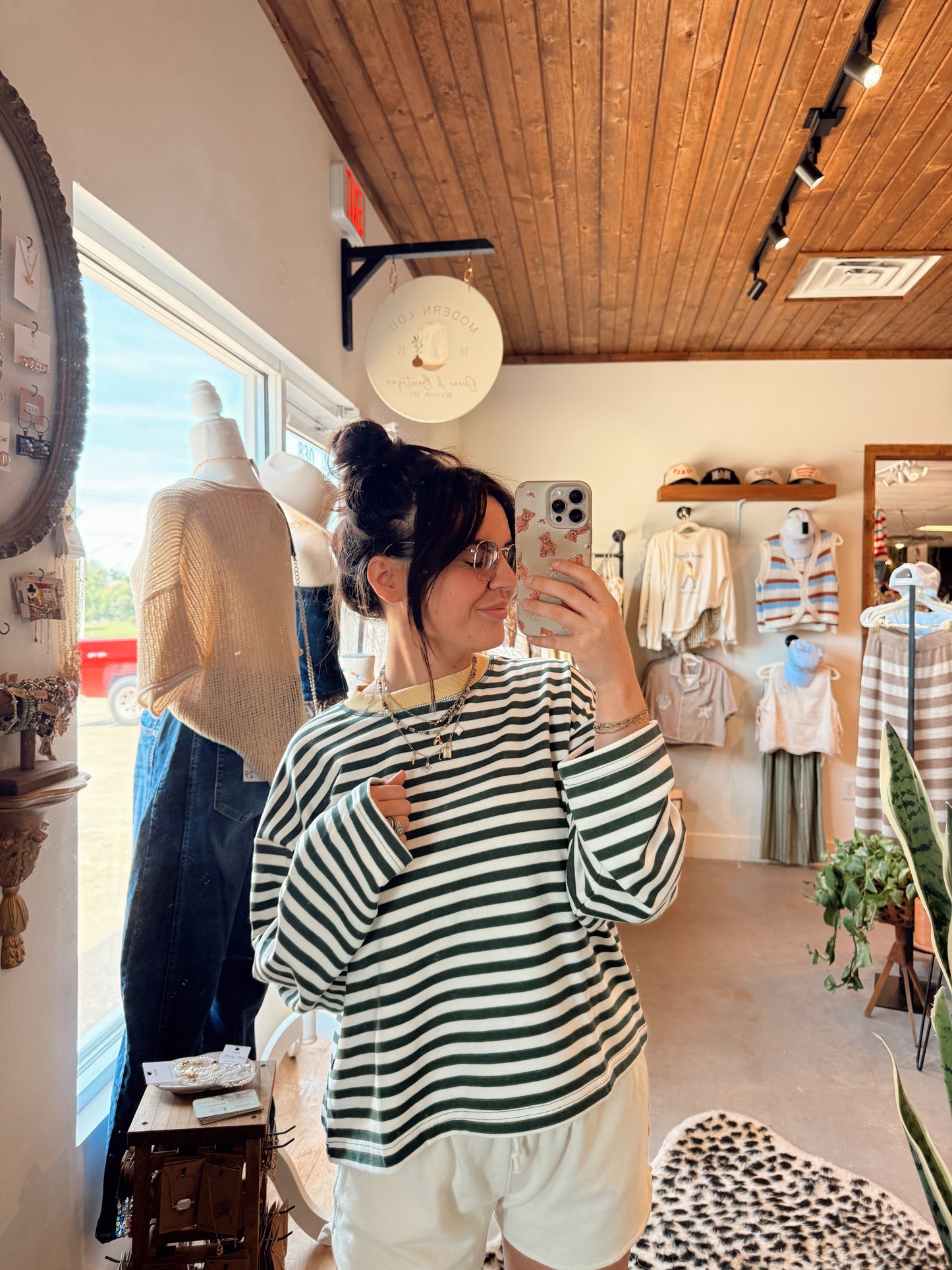 Green & Yellow Stripe Top