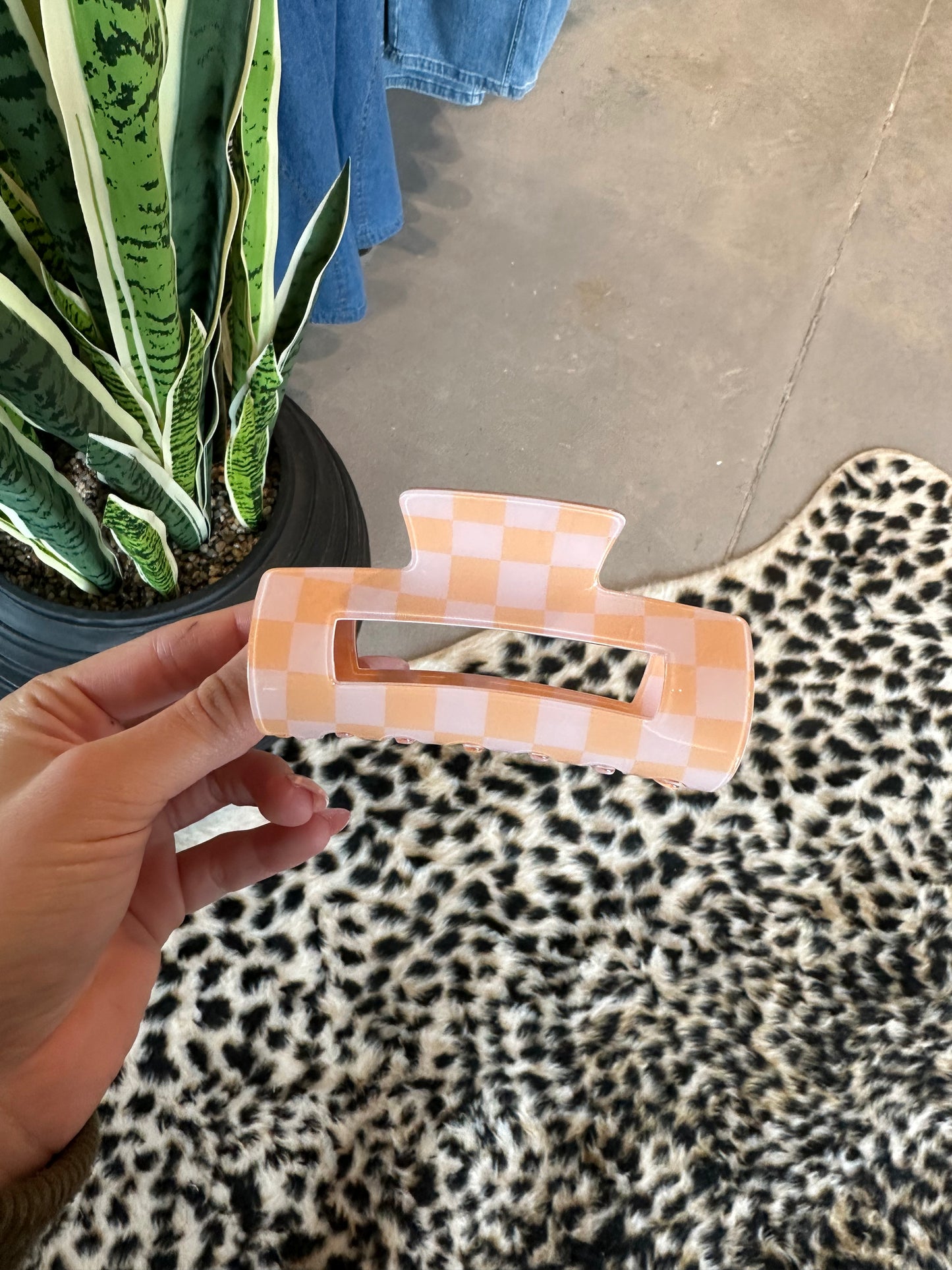 Checkered Sherbet Claw Clip