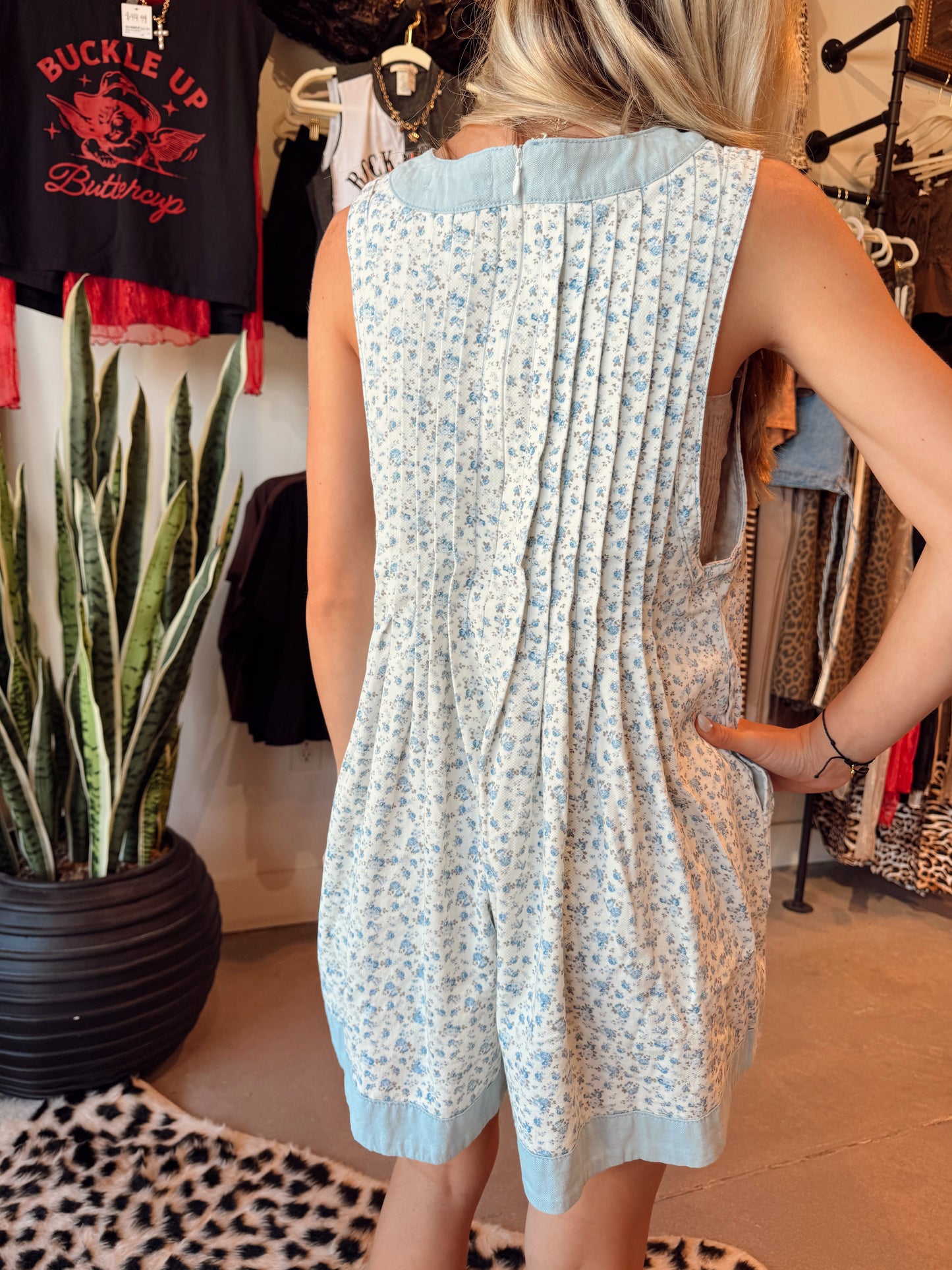 Floral Denim Romper