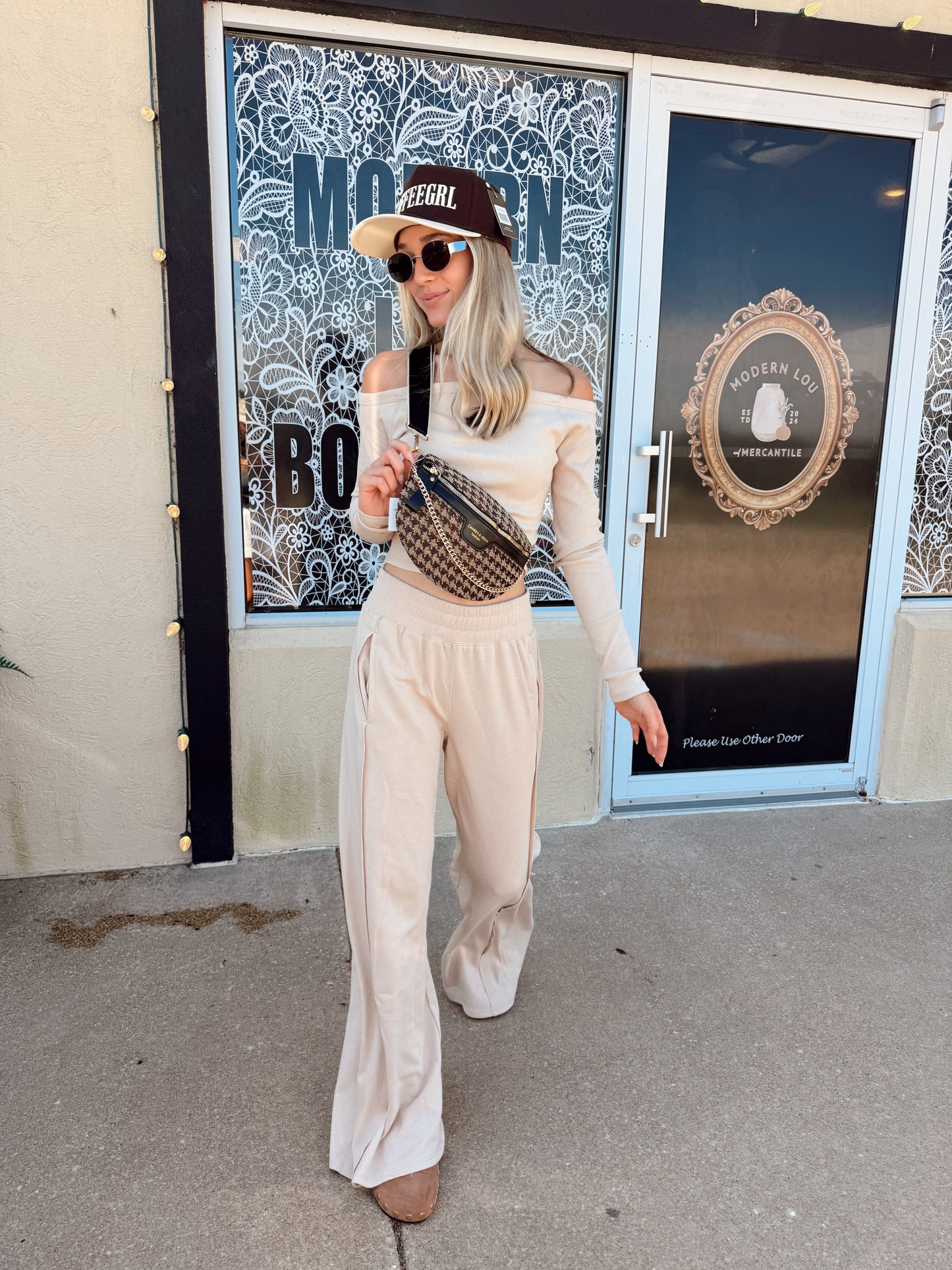 Cream Off Shoulder Set