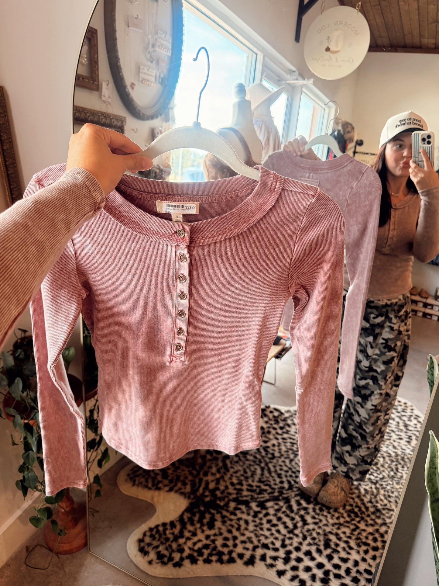 Maroon Button Long Sleeve
