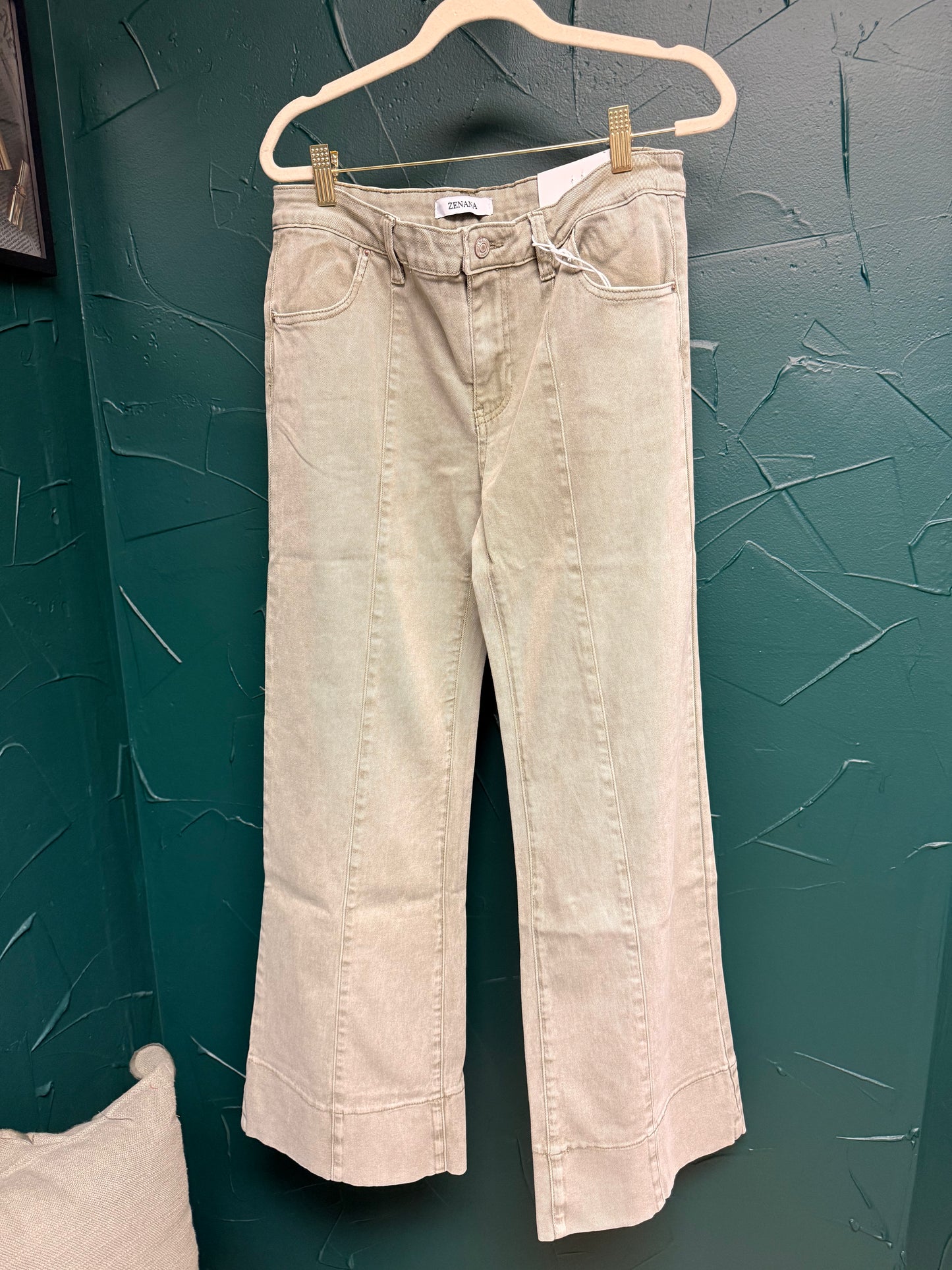 Lt. Olive Wide Leg Jeans
