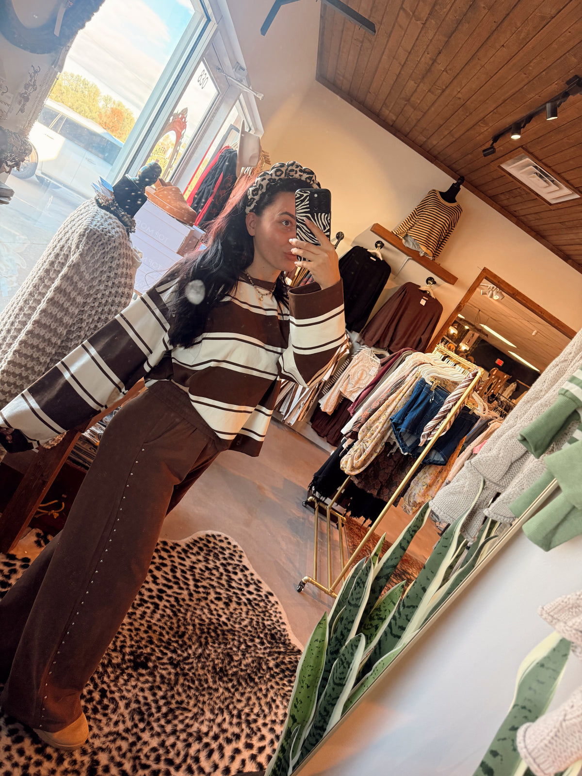 Wide Stripe Long Sleeve Top