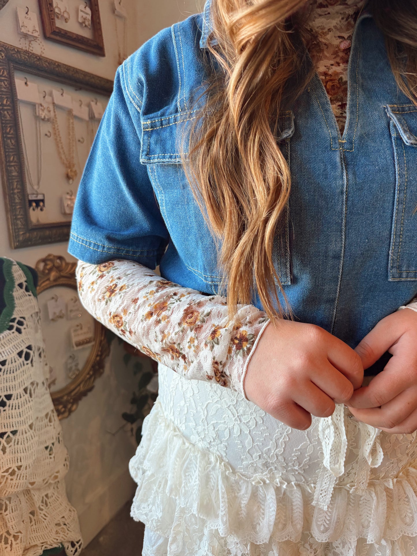 Rusty Brown Floral Mesh