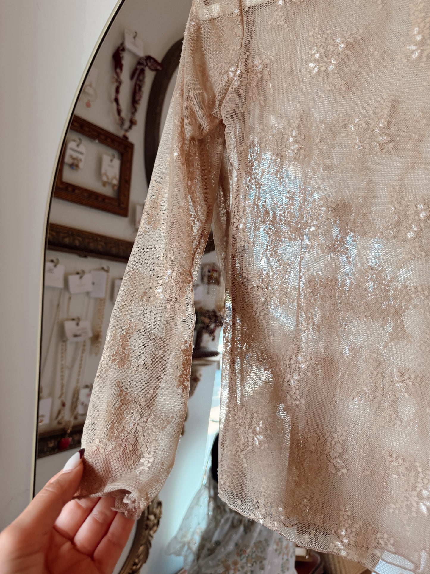 Tan Lace Top
