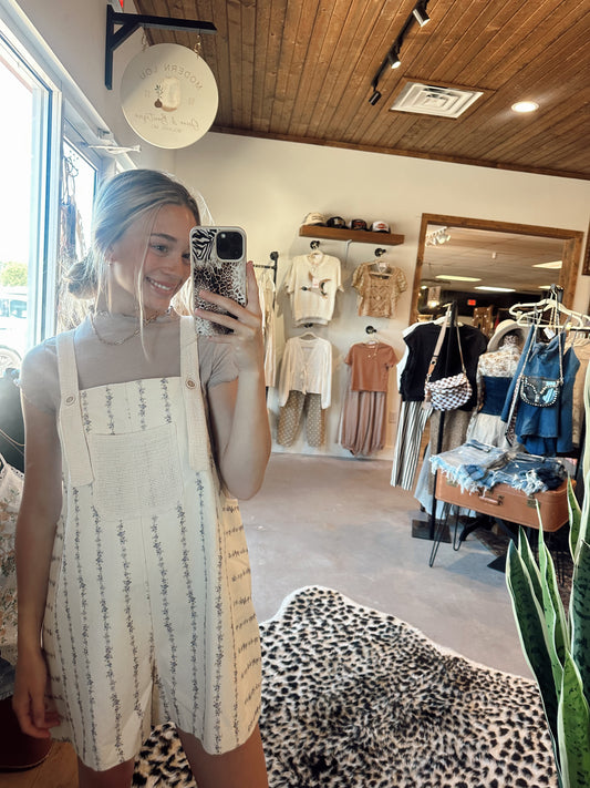 Flower Field Overall Romper (Lilac)