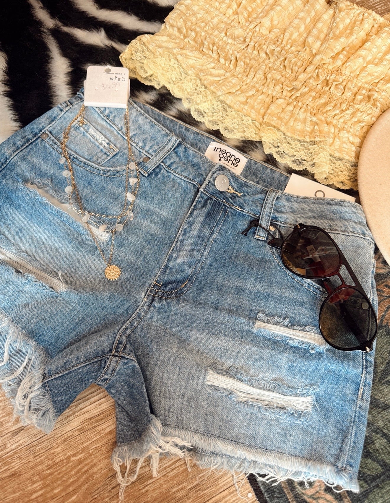 Medium Wash Mid Rise Shorts