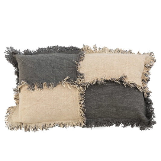 Two Tone Frayed Pillow