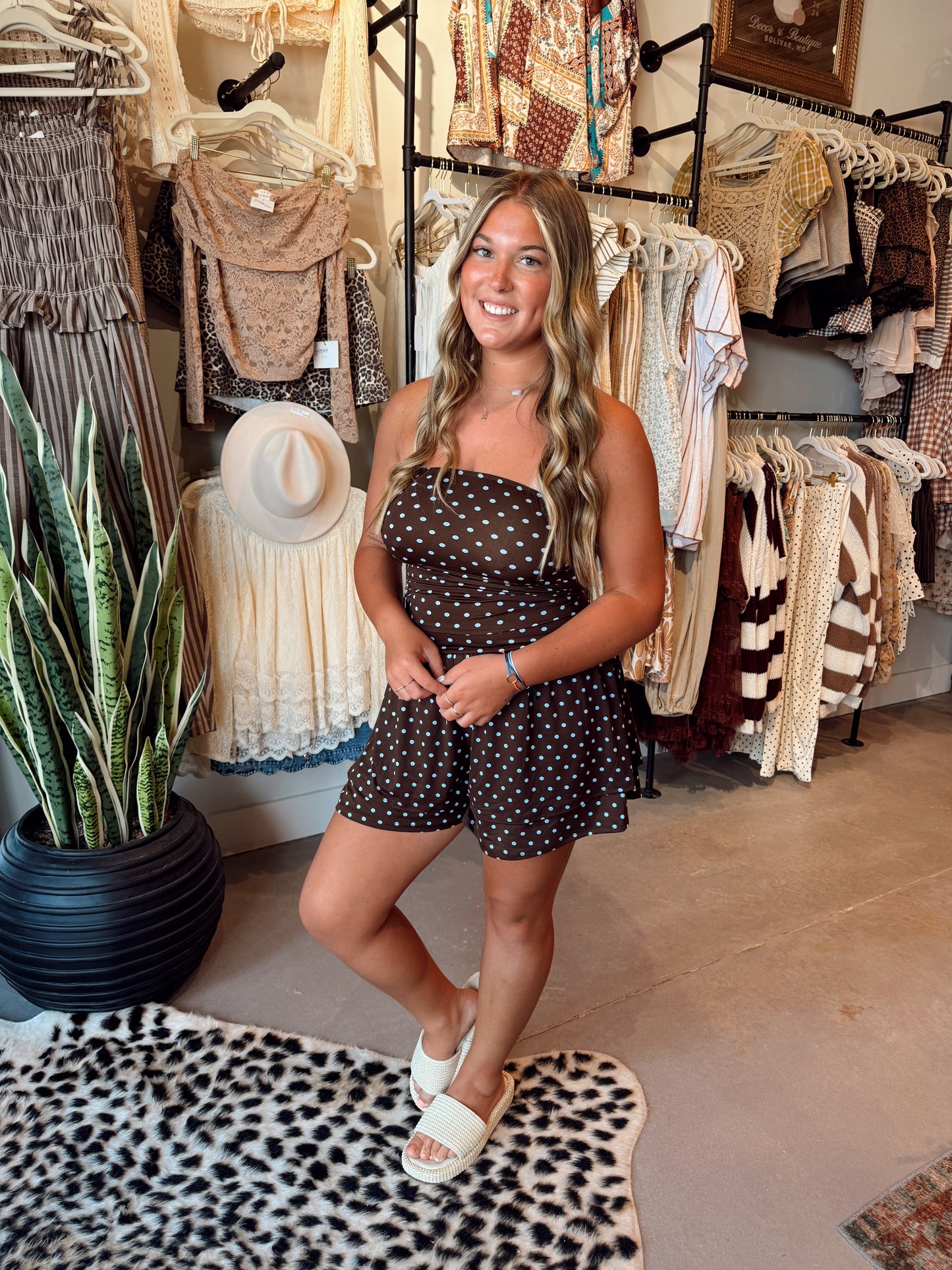 Butter Smooth Mocha Dot Romper