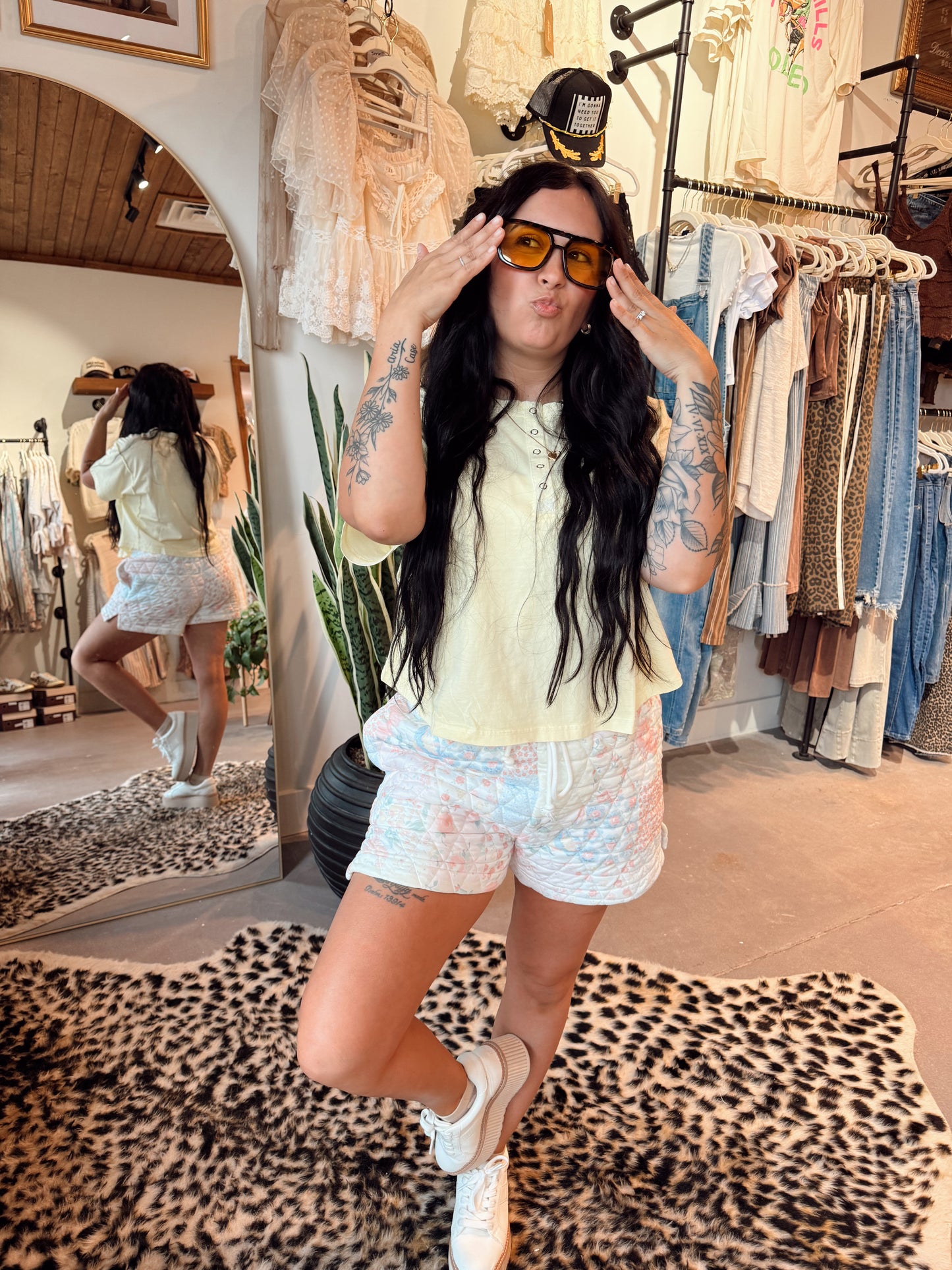 Light Yellow Button Top
