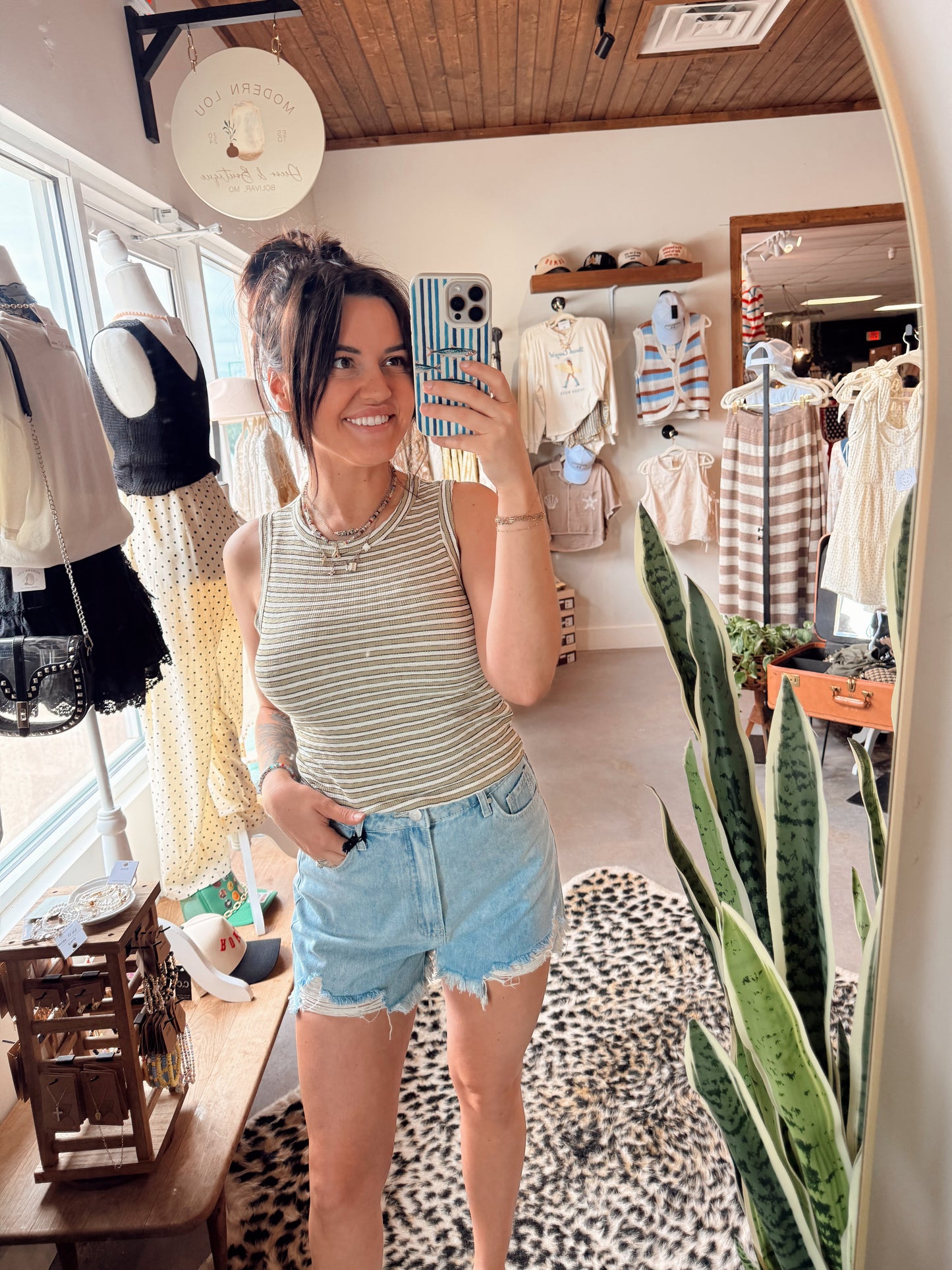 Olive Stripe Tank