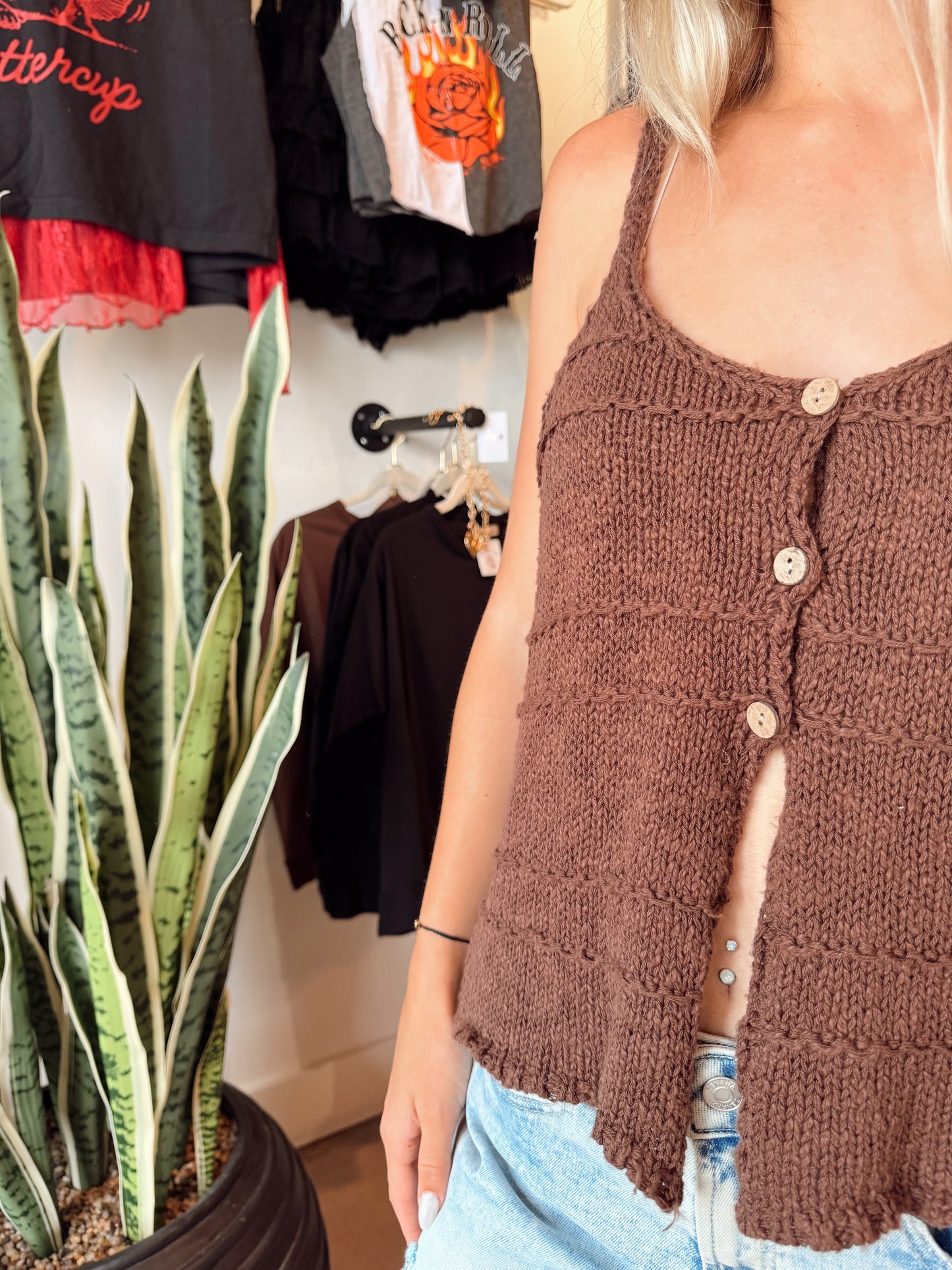 Mocha Button Tank