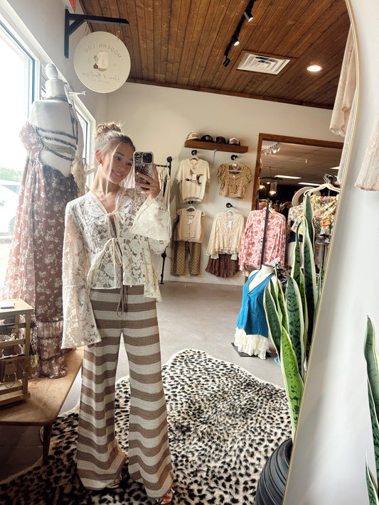 Shimmer Striped Flare Pants