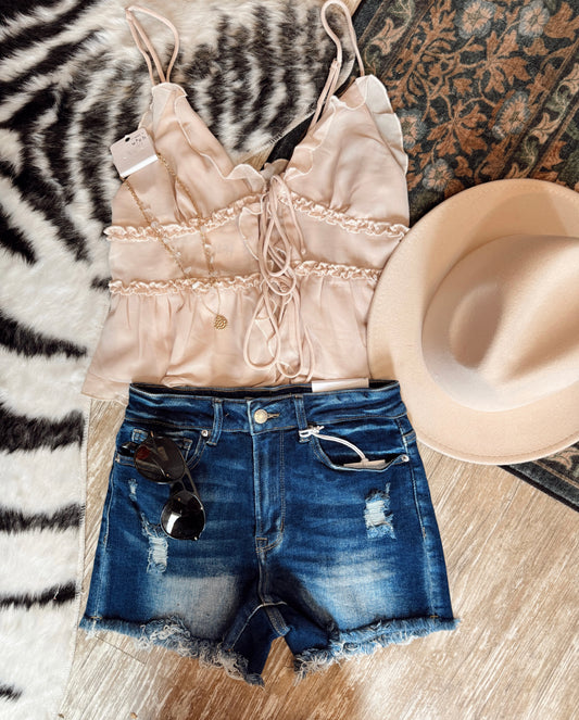 Dark Wash High Rise Shorts