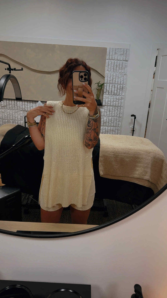 Bebe Knit Slit Set (Cream)
