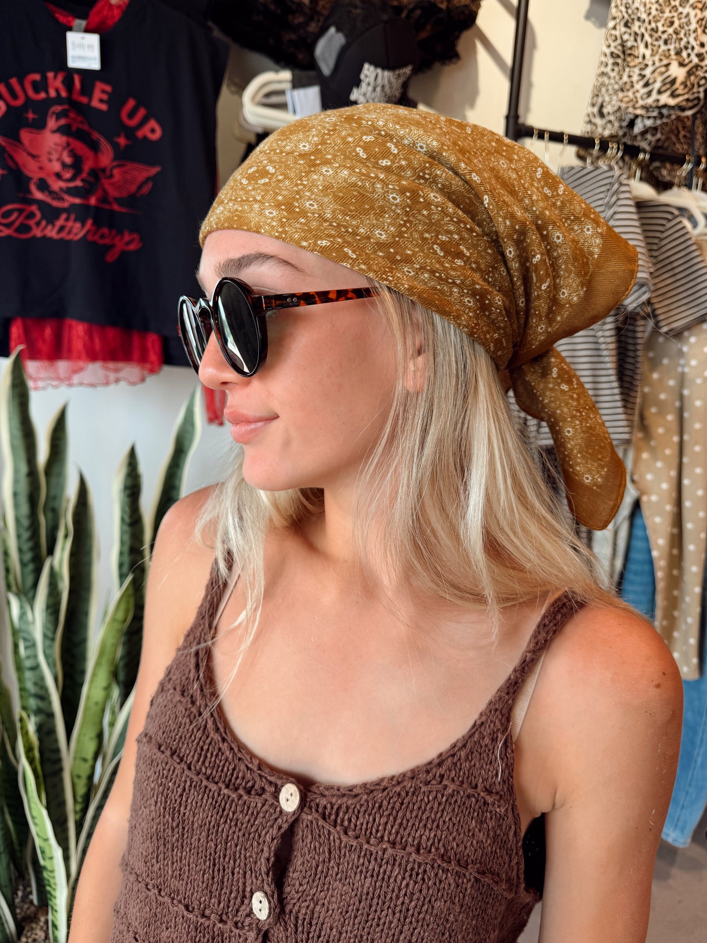 Mustard Paisley Hair Scarf
