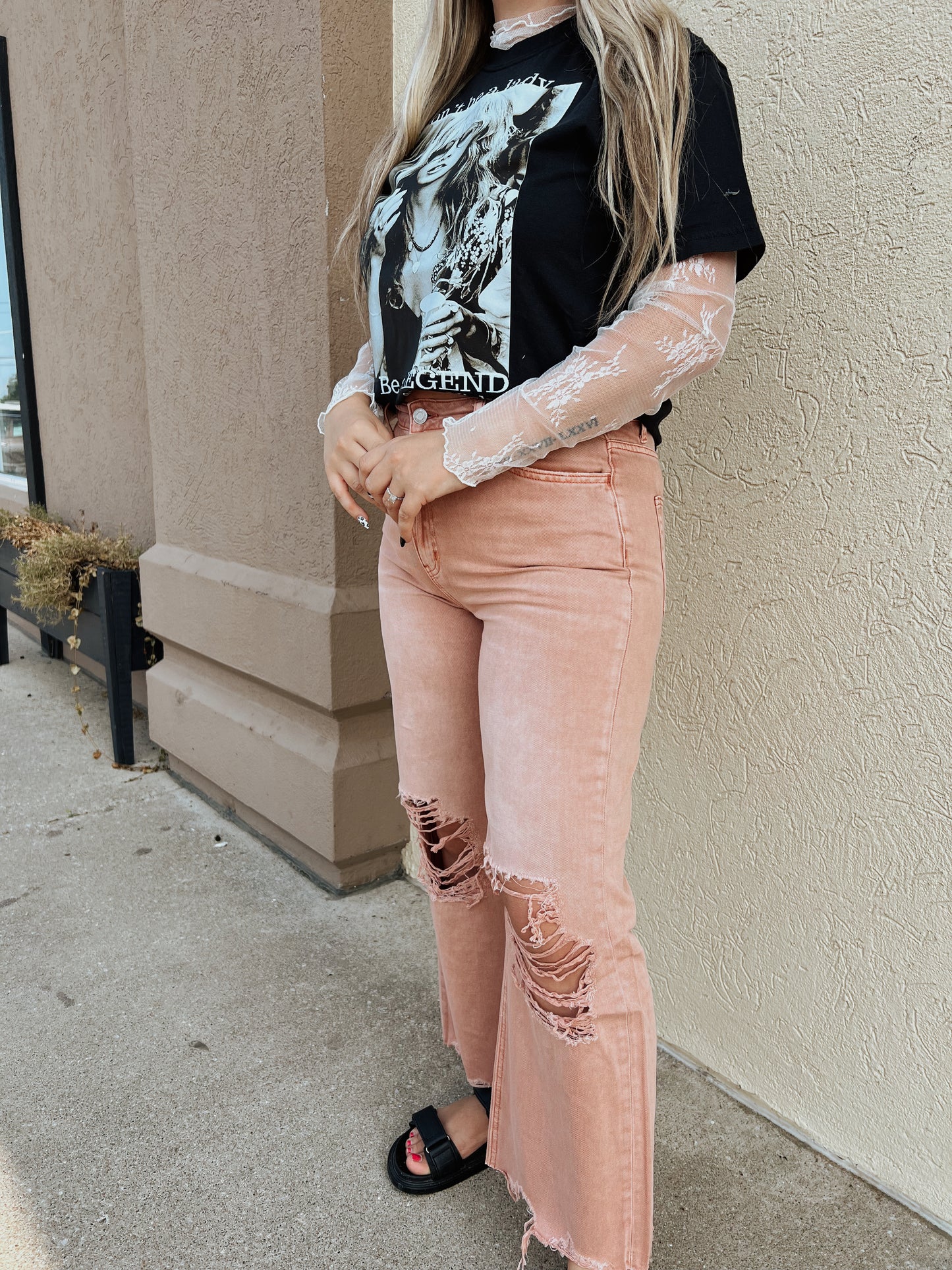 Darion Flare Denim Jeans (Coral)