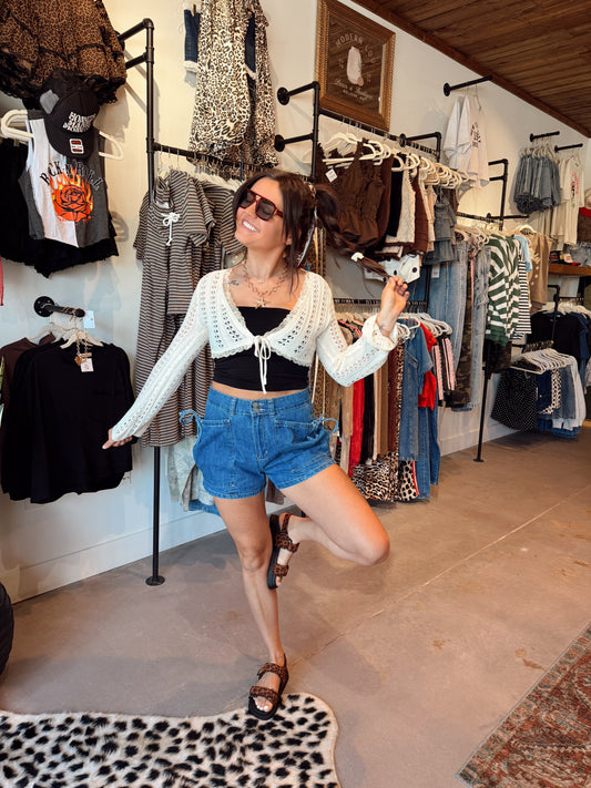 Darla Denim Bow Shorts