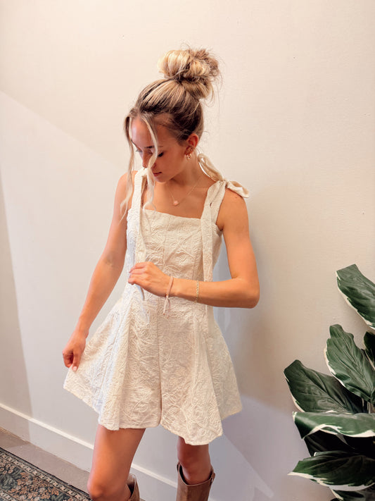 Emma Embroidered Romper (Ivory)