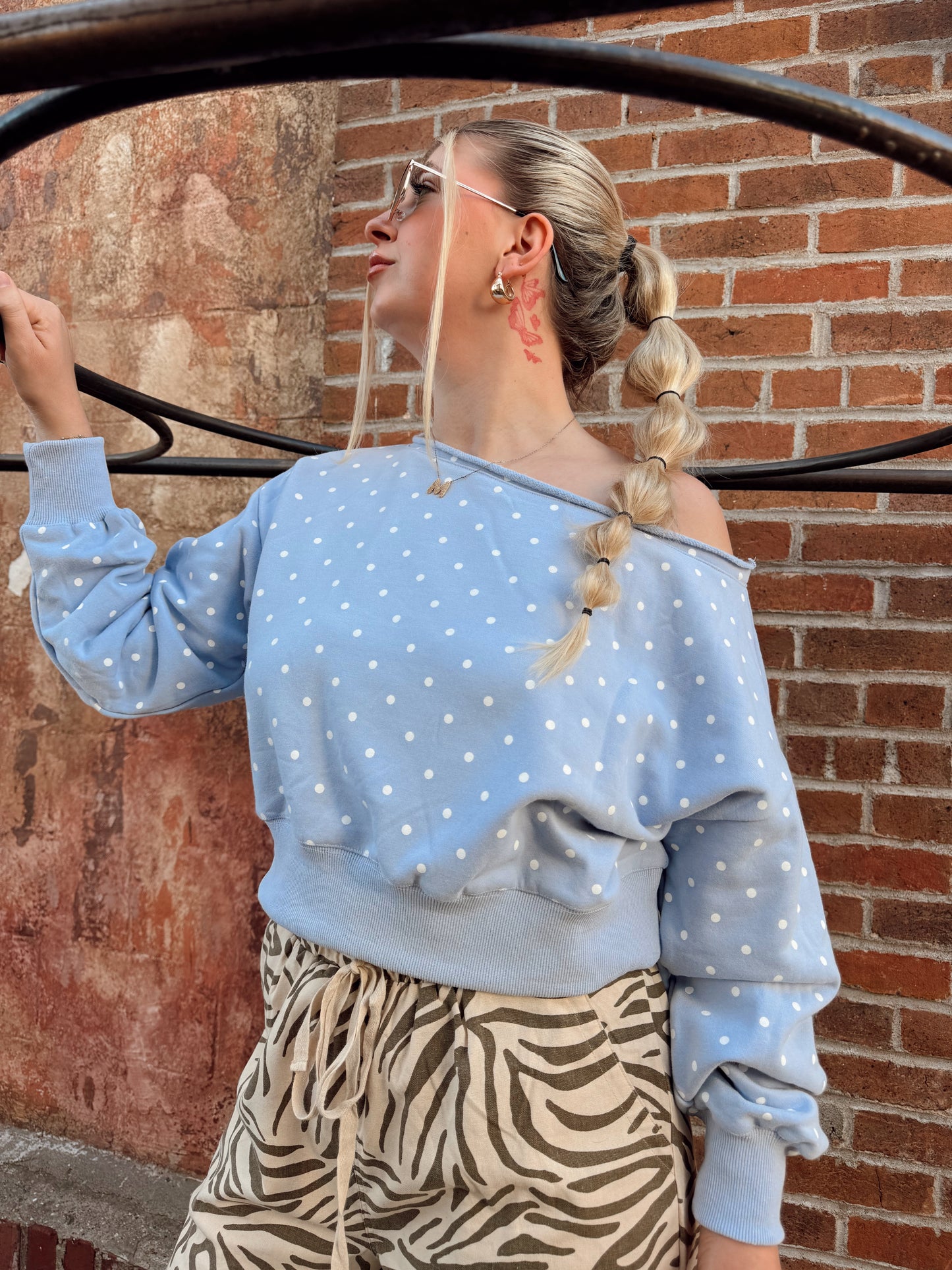 Periwinkle Polka Dot Top