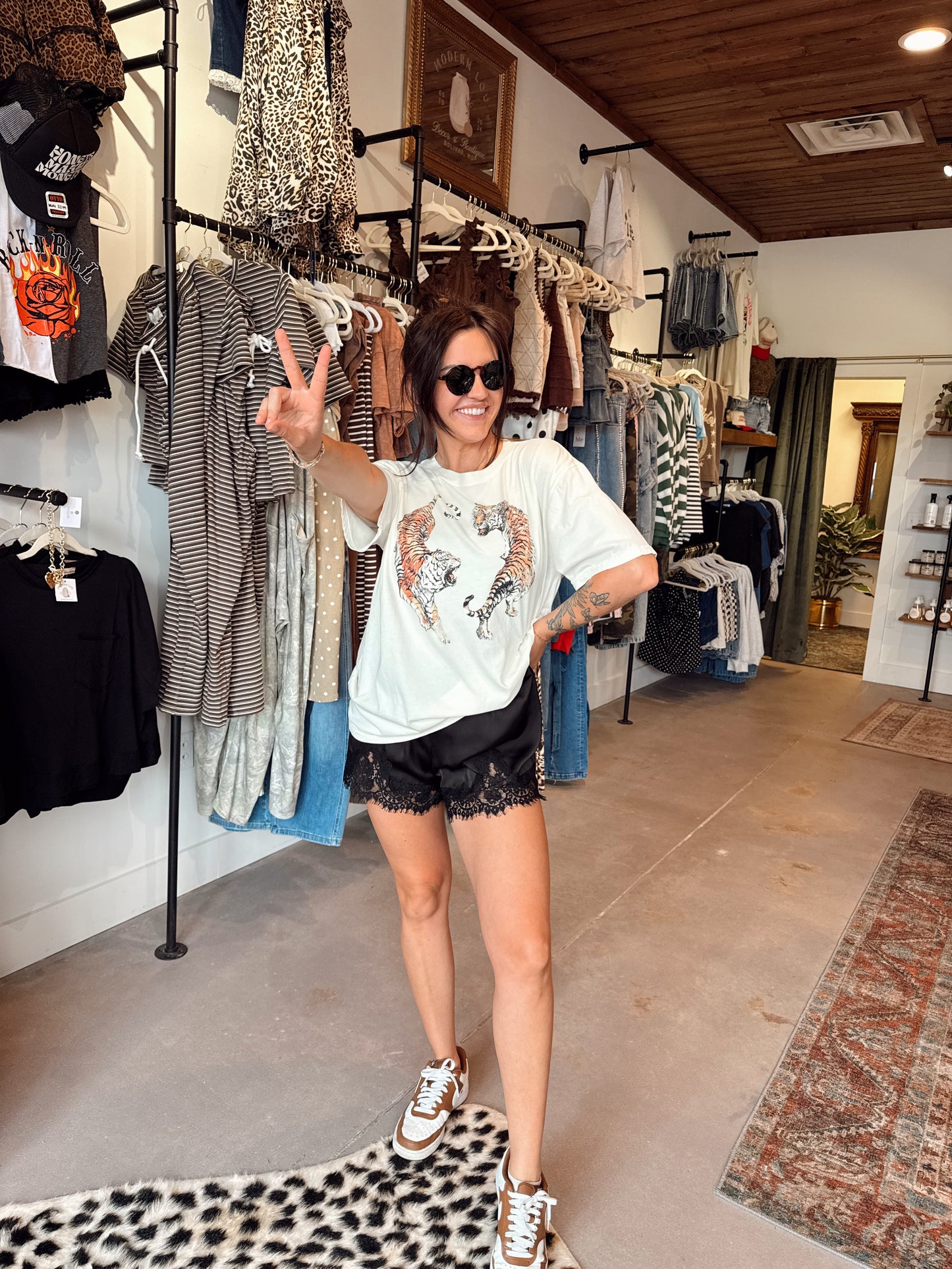 Black Silky Lace Shorts