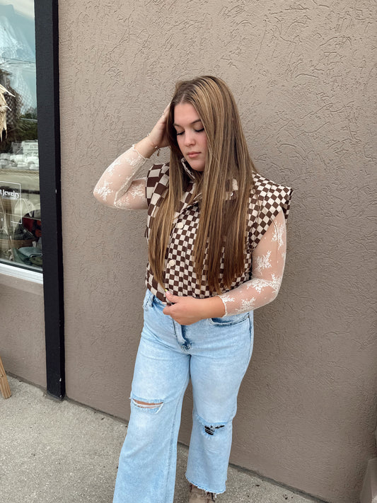 Multi Check Puffer Vest